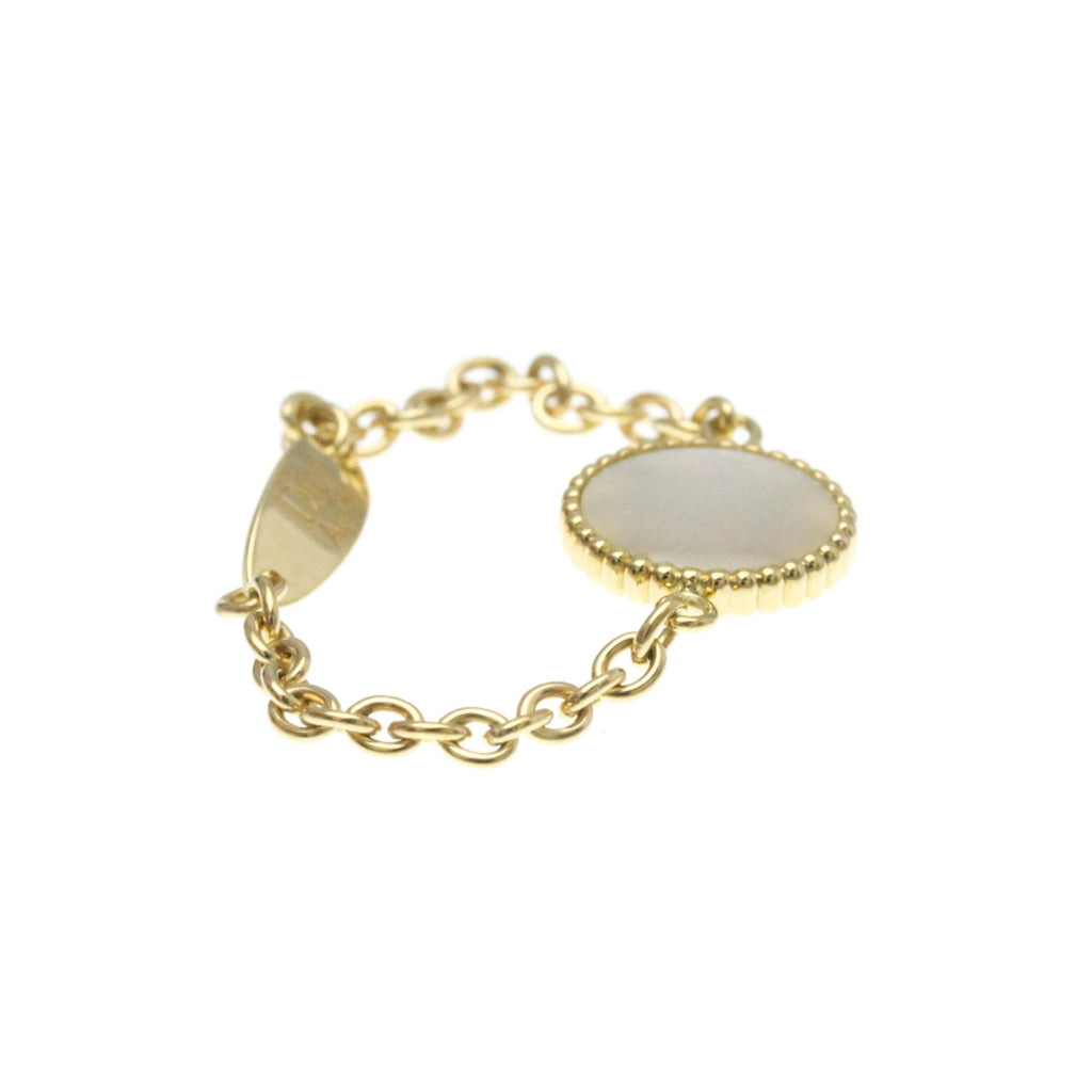 Band Ring 18K Yellow Gold with Diamond and Mother of Pearl