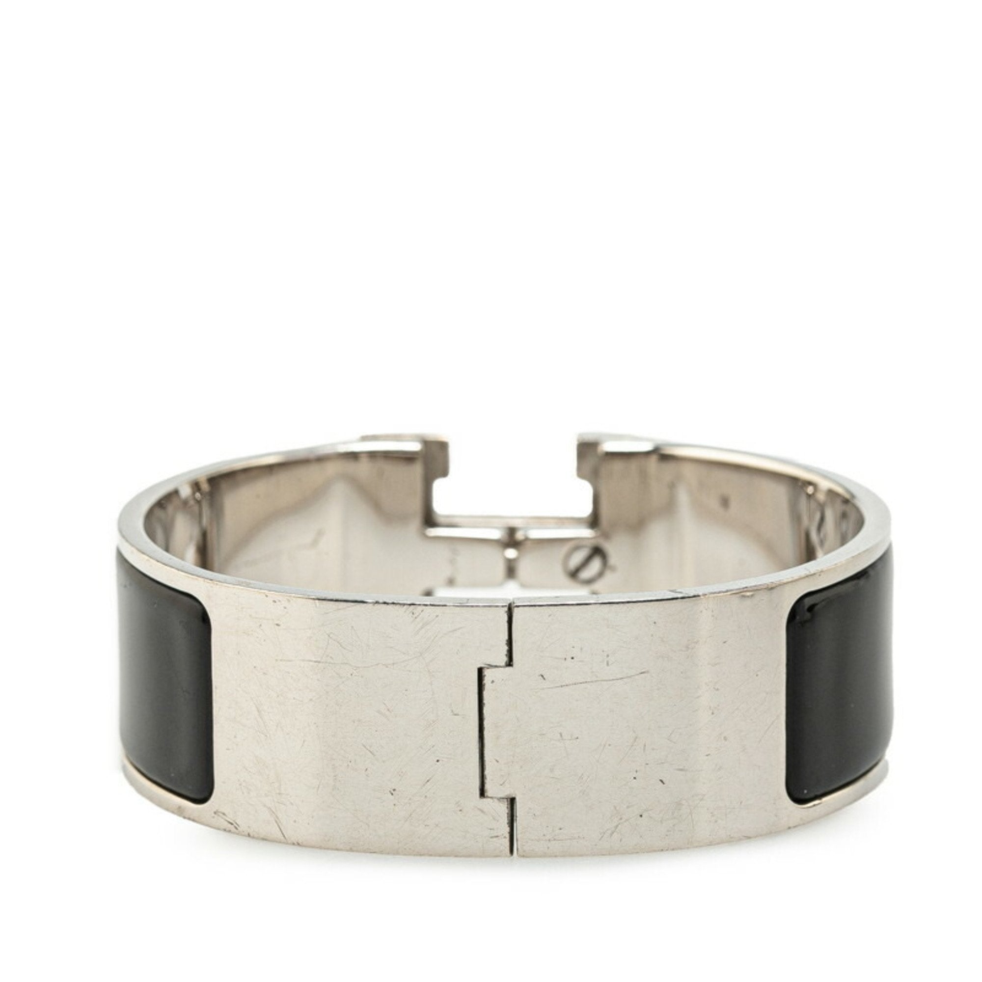 Click-Clack H GM Bangle Metal Black and Silver Bracelet