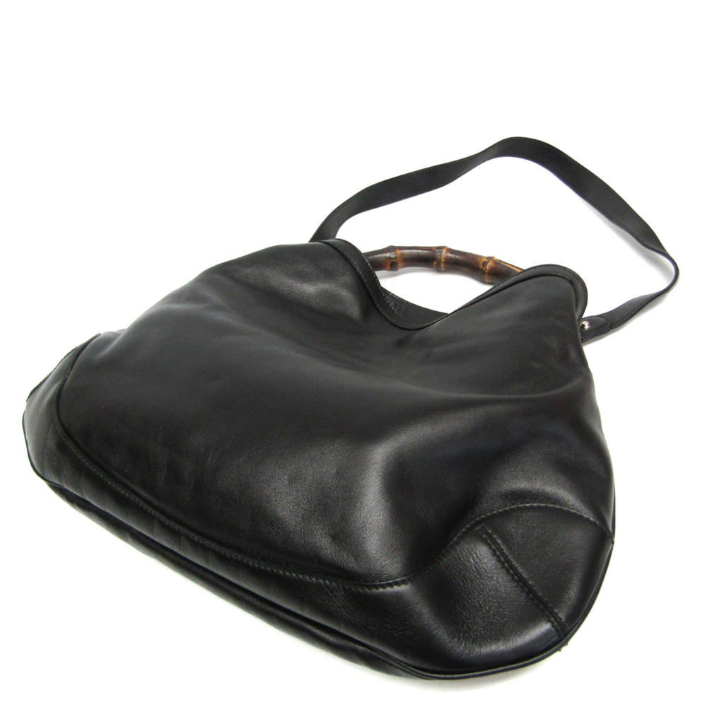 Vintage Convertible Bamboo Top Handle Bag Leather Large