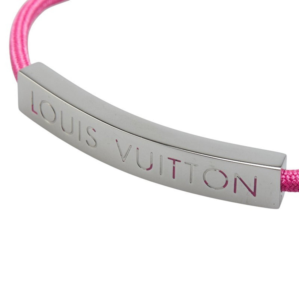 Bracelet Canvas and Metal Silver Pink