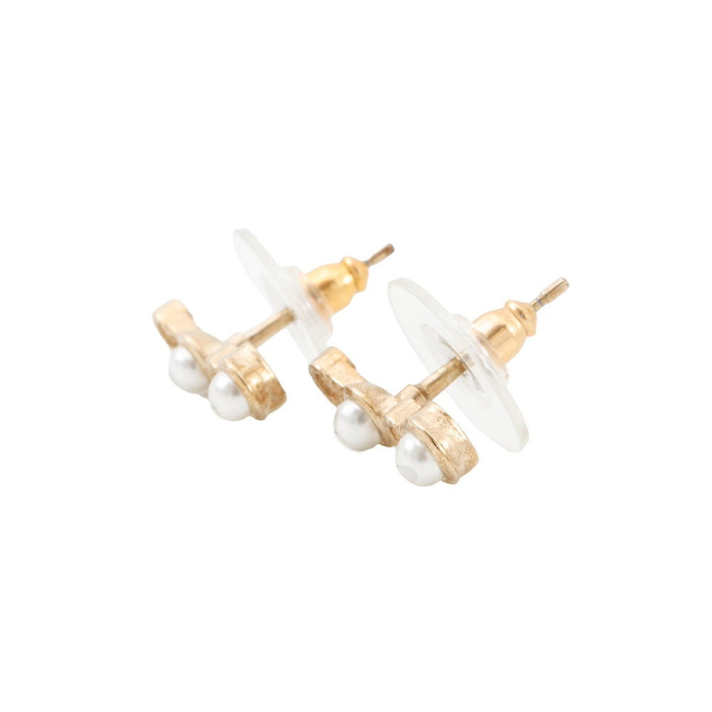 Earrings Pearl Gold-Tone Metal