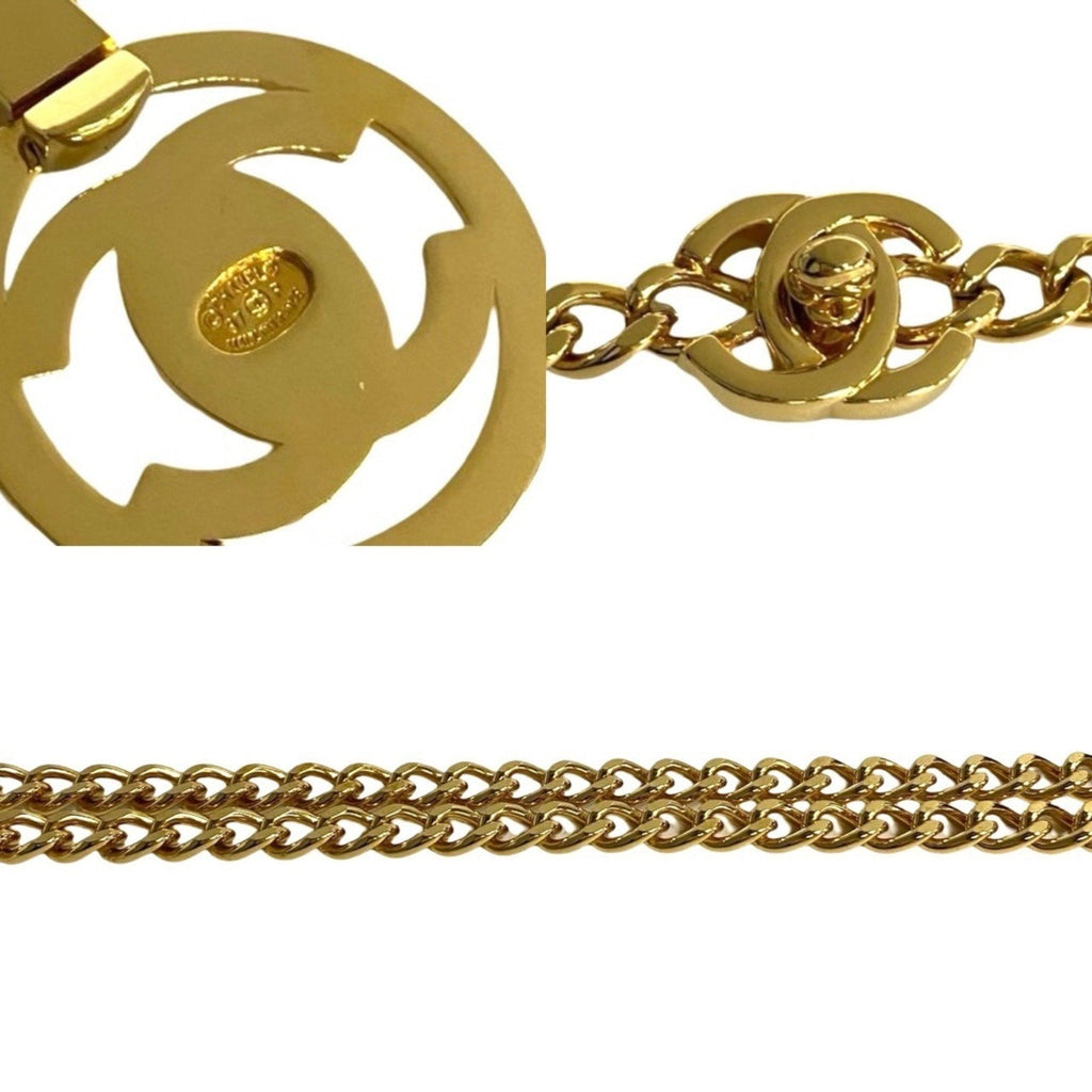 CC Logo Turnlock Chain Pendant Necklace Metal