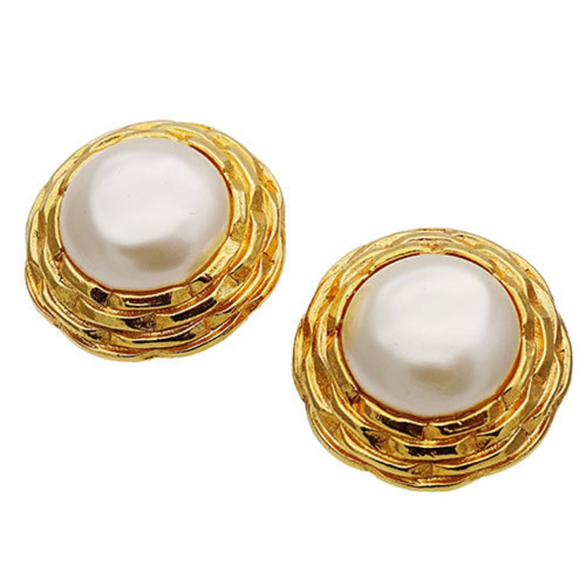 Clip-On Earrings Pearl Clip-On Gold-Tone Metal