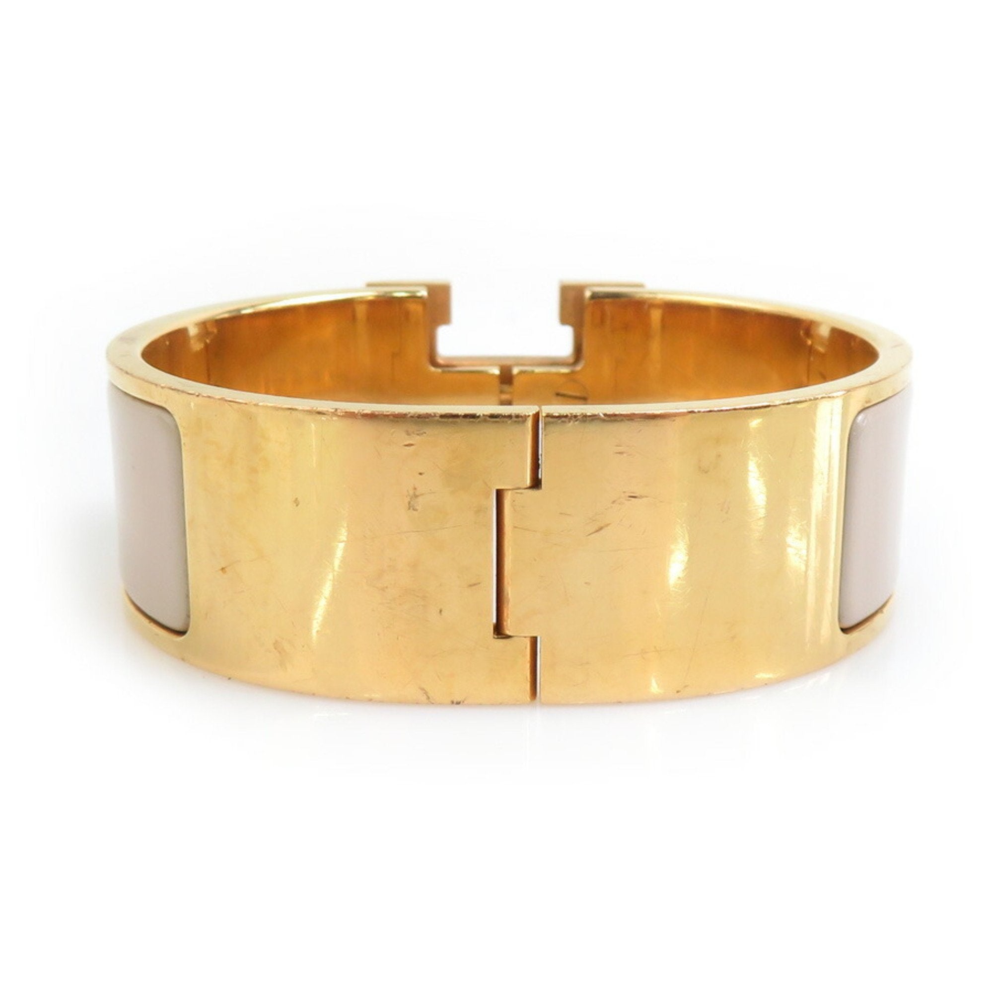 Bangle Bracelet Enamel and Metal Gold Grayish