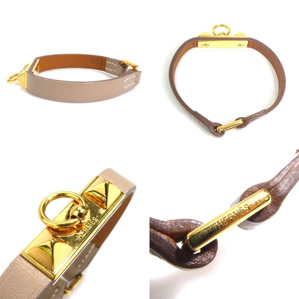 Rival Mini Bracelet Leather and Metal Greige Gold