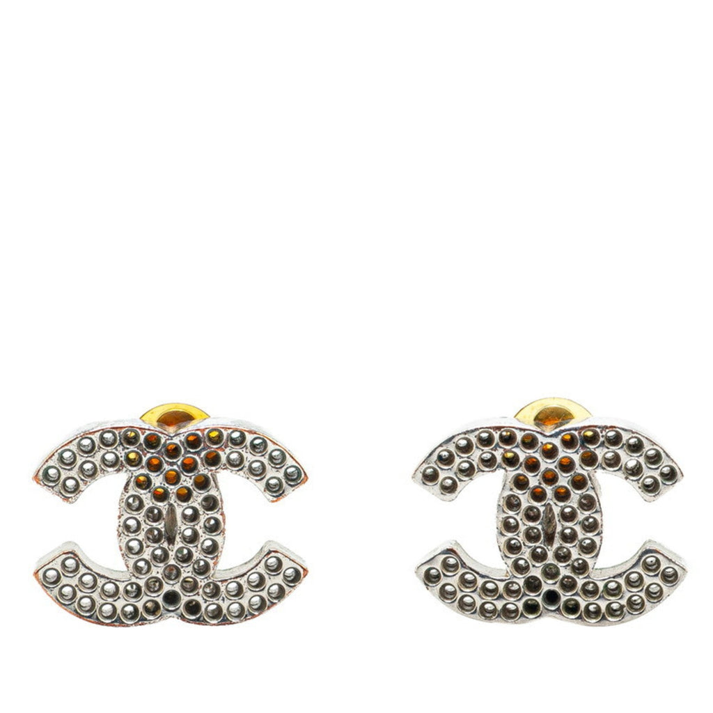 CC Logo Clip-On Earrings Silver-Tone Metal Silver-Tone Metal