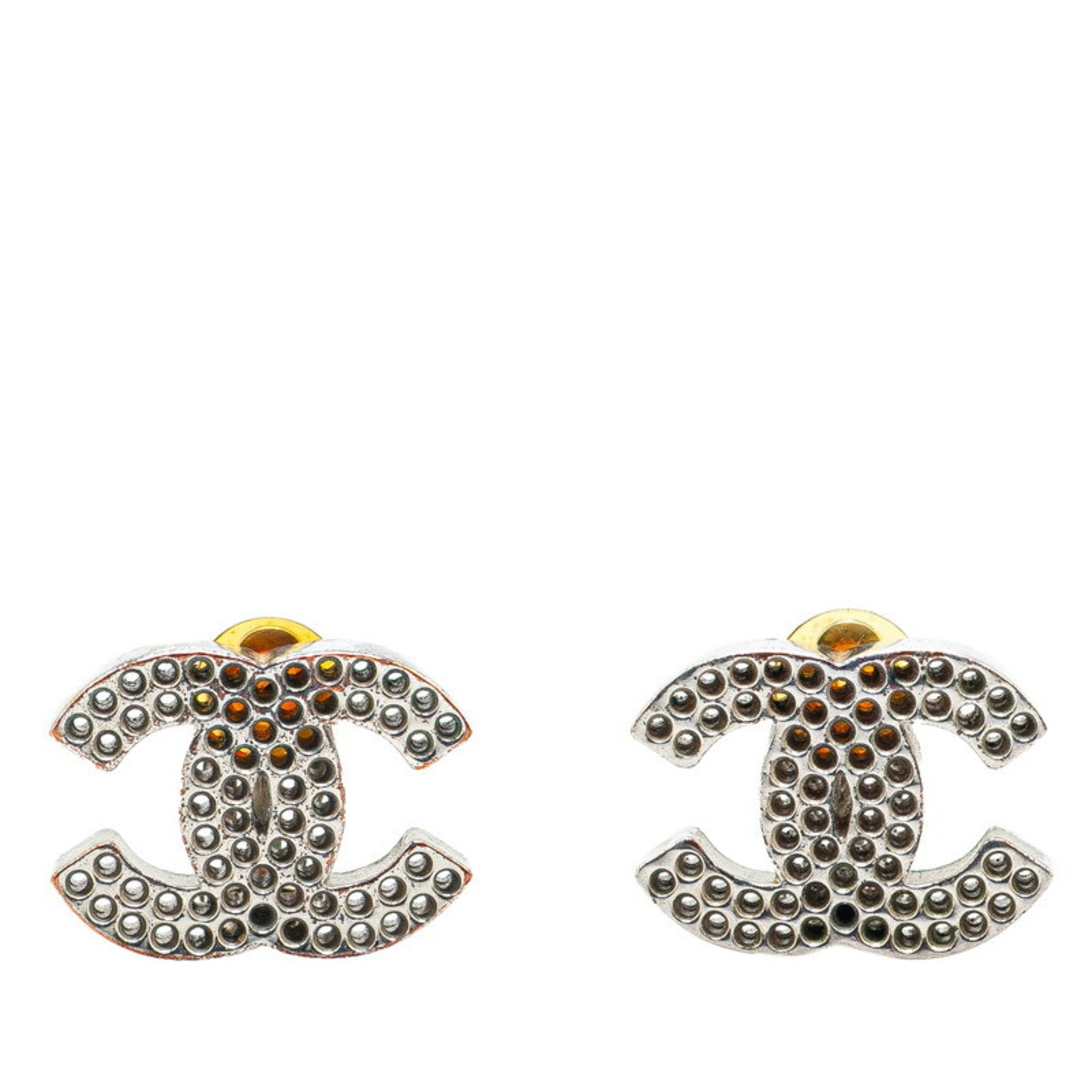 CC Logo Clip-On Earrings Silver-Tone Metal Silver-Tone Metal