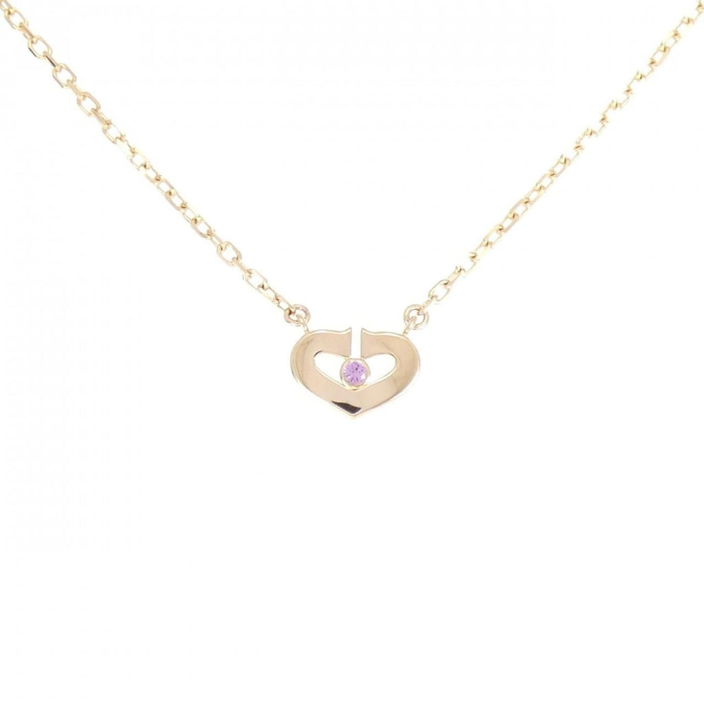 C Heart Pendant Necklace 18K Rose Gold
