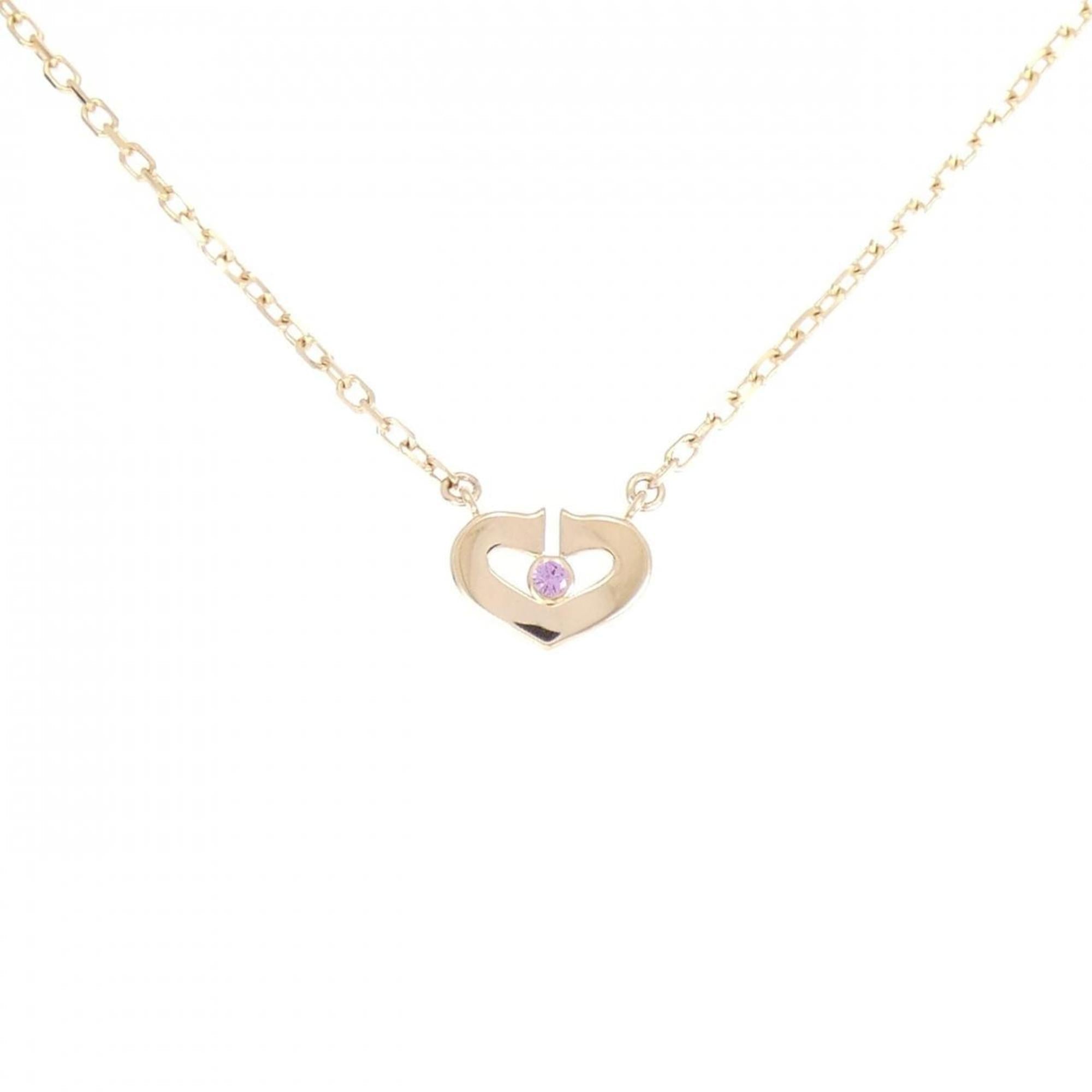 C Heart Pendant Necklace 18K Rose Gold