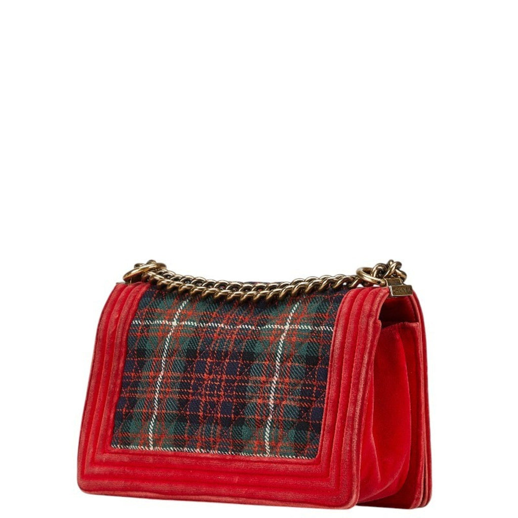 Paris-Edinburgh Boy Flap Bag Quilted Tweed with Velvet Old Medium