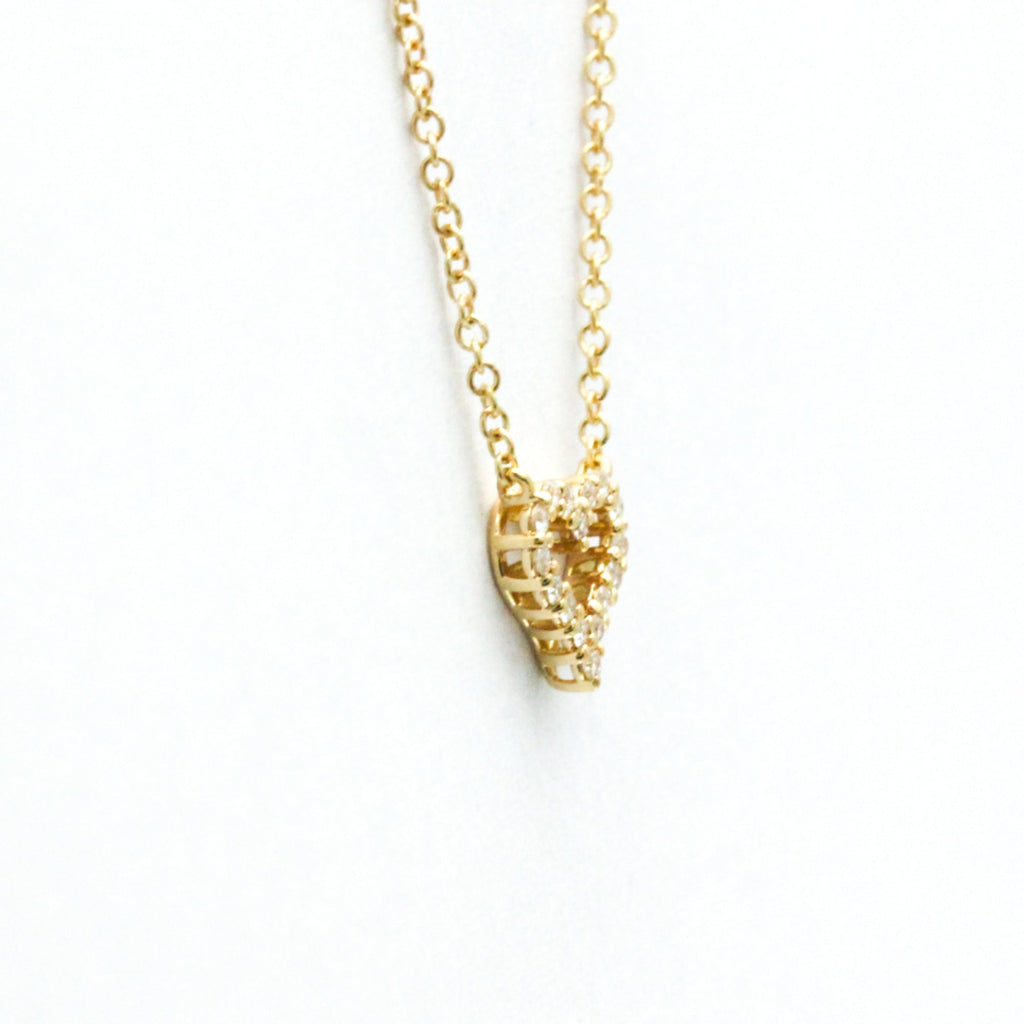 Sentimental Heart Pendant Necklace 18K Rose Gold Mini with Diamond