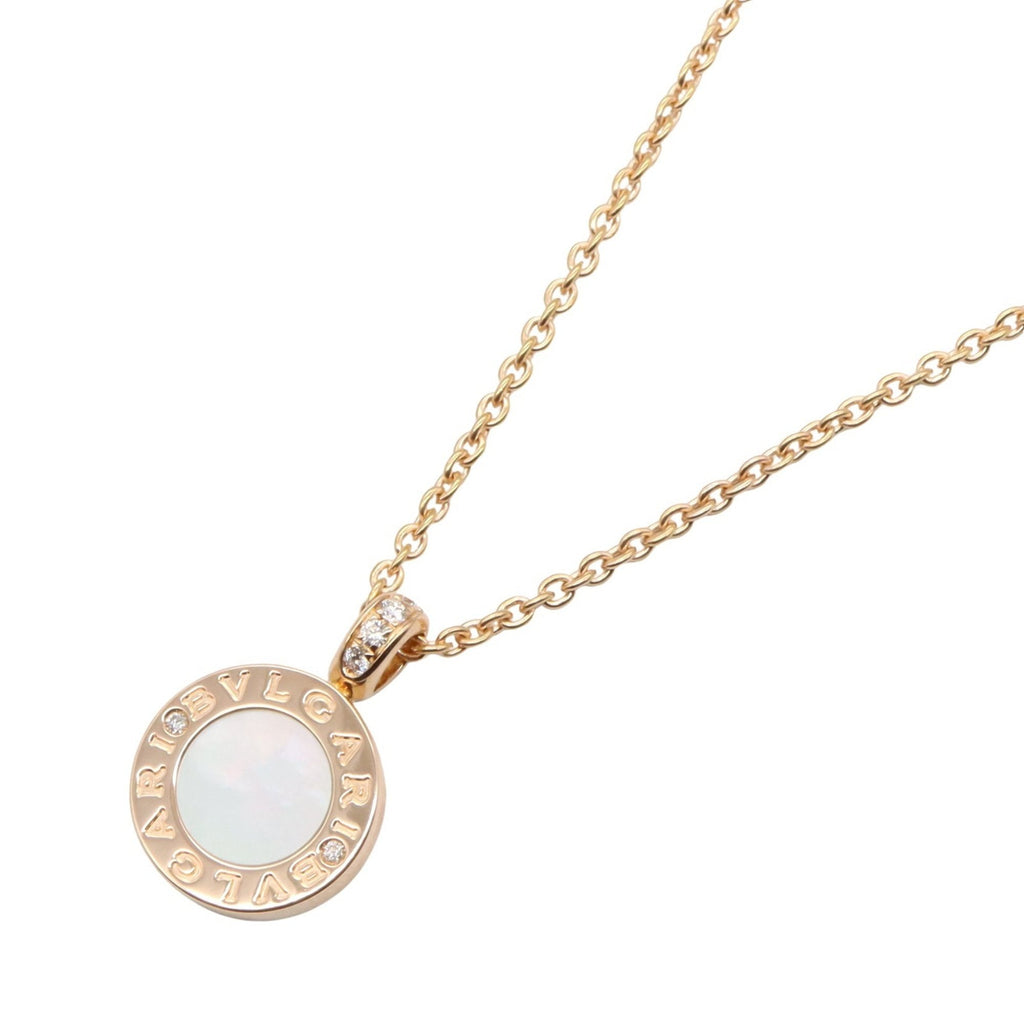 Pendant Necklace 18K Rose Gold with Diamond and Onyx and Mother of Pearl