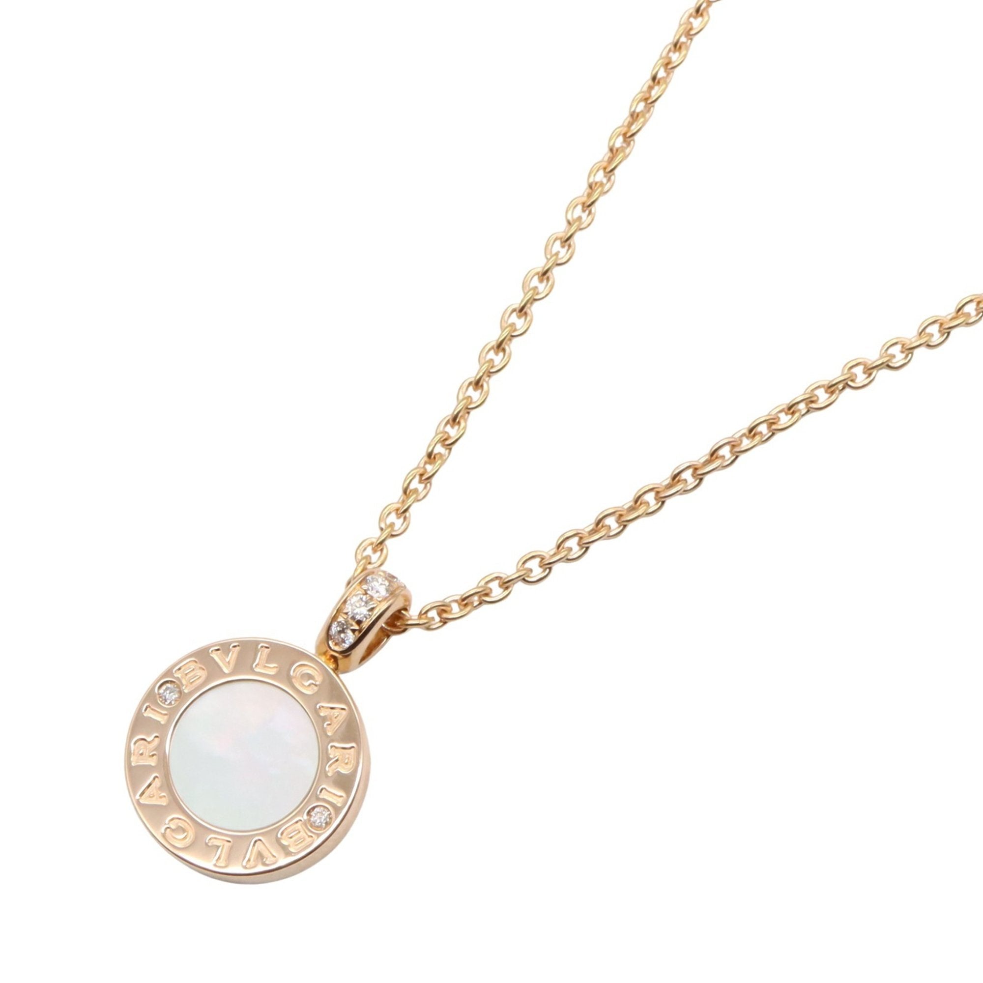 Pendant Necklace 18K Rose Gold with Diamond and Onyx and Mother of Pearl