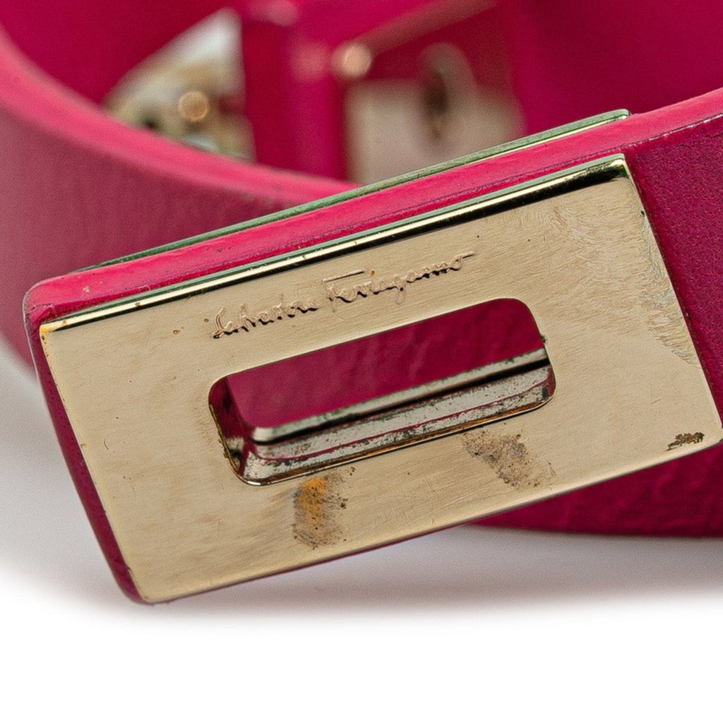 Gancini Bracelet Leather Pink Gold