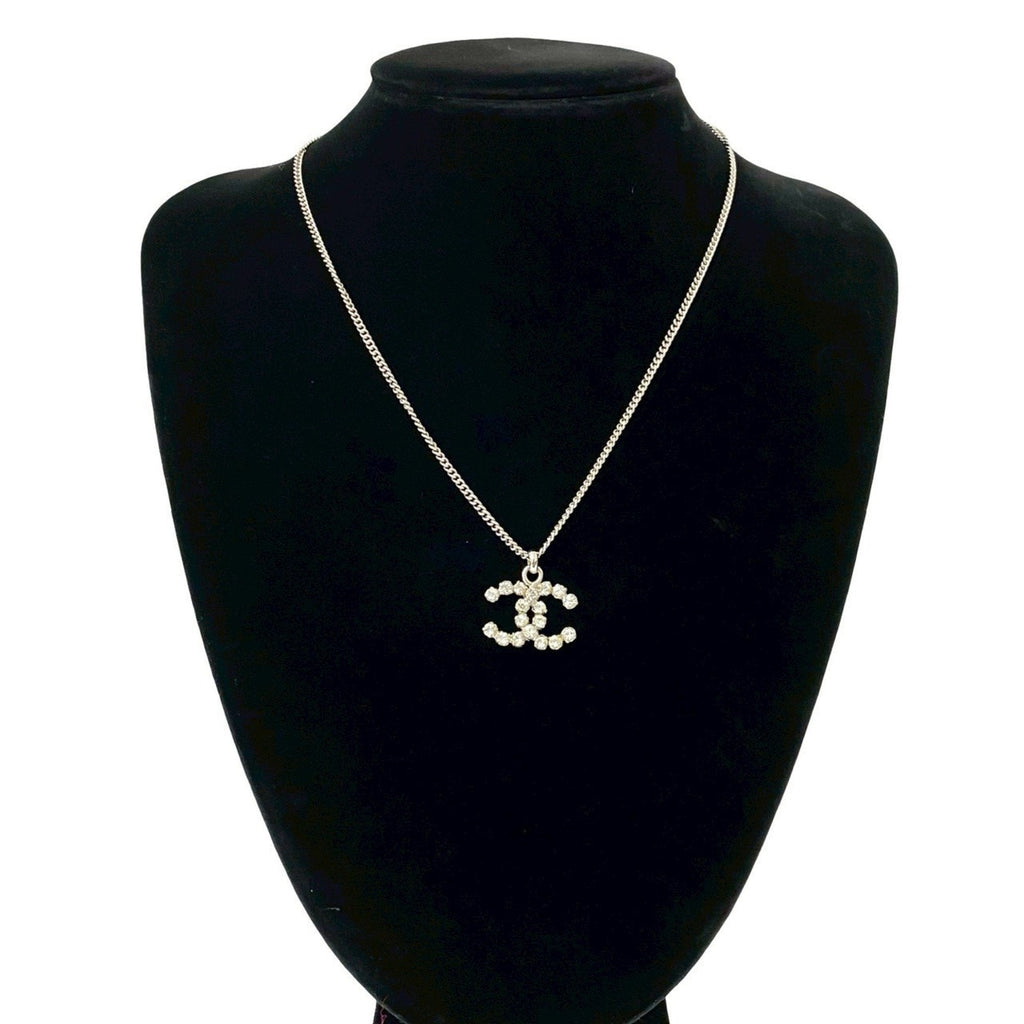 CC Logo Pendant Necklace Silver-Tone Metal