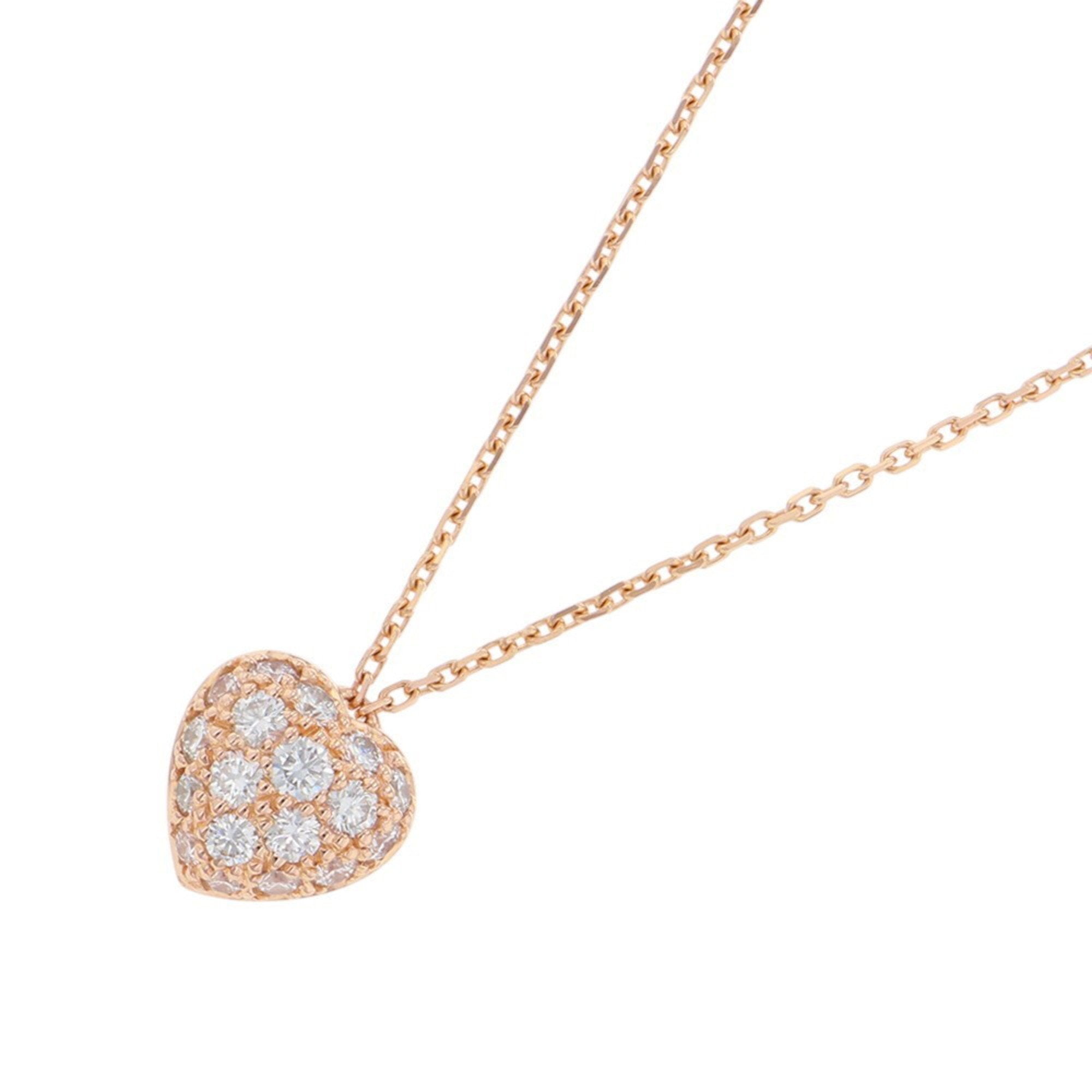 Heart Pavé Pendant Necklace 18K Rose Gold with Diamonds