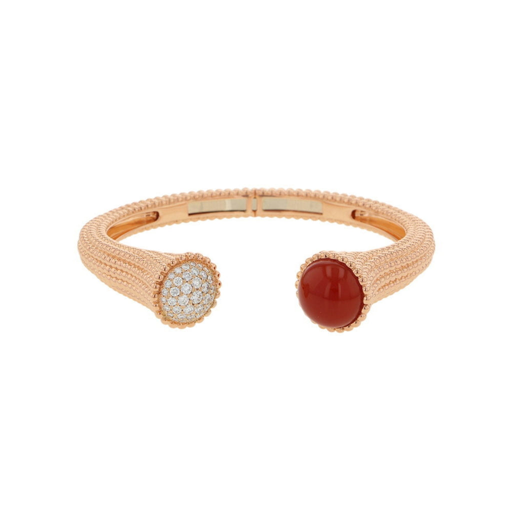 Perlee Bracelet 18K Rose Gold Medium with Carnelian and Diamond