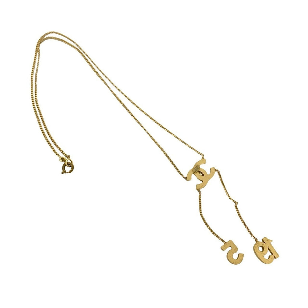 CC Logo Pendant Necklace Gold-Tone Metal