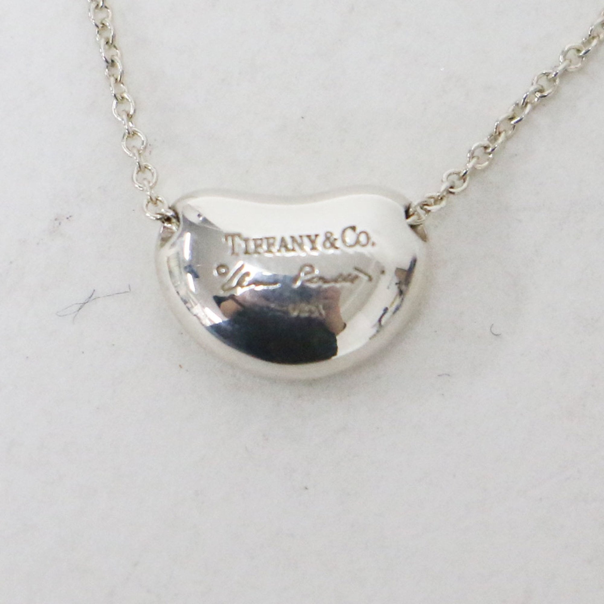 Bean Pendant Necklace Sterling Silver 7mm