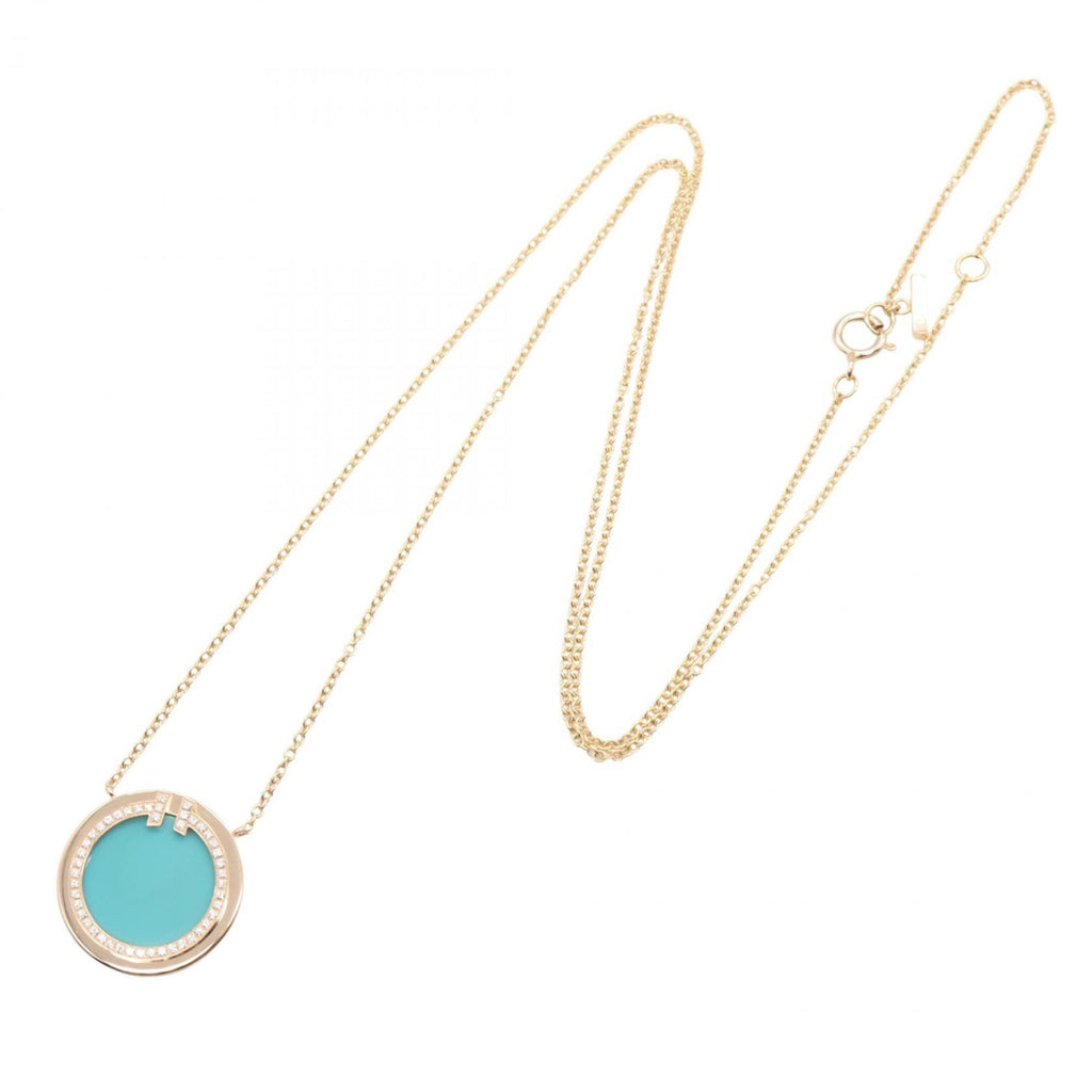 Pendant Necklace 18K Rose Gold with Diamond and Turquoise
