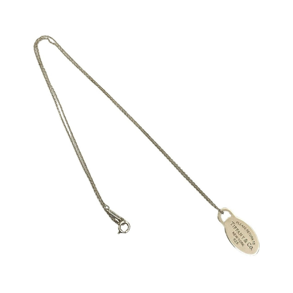 Oval Tag Pendant Necklace Sterling Silver