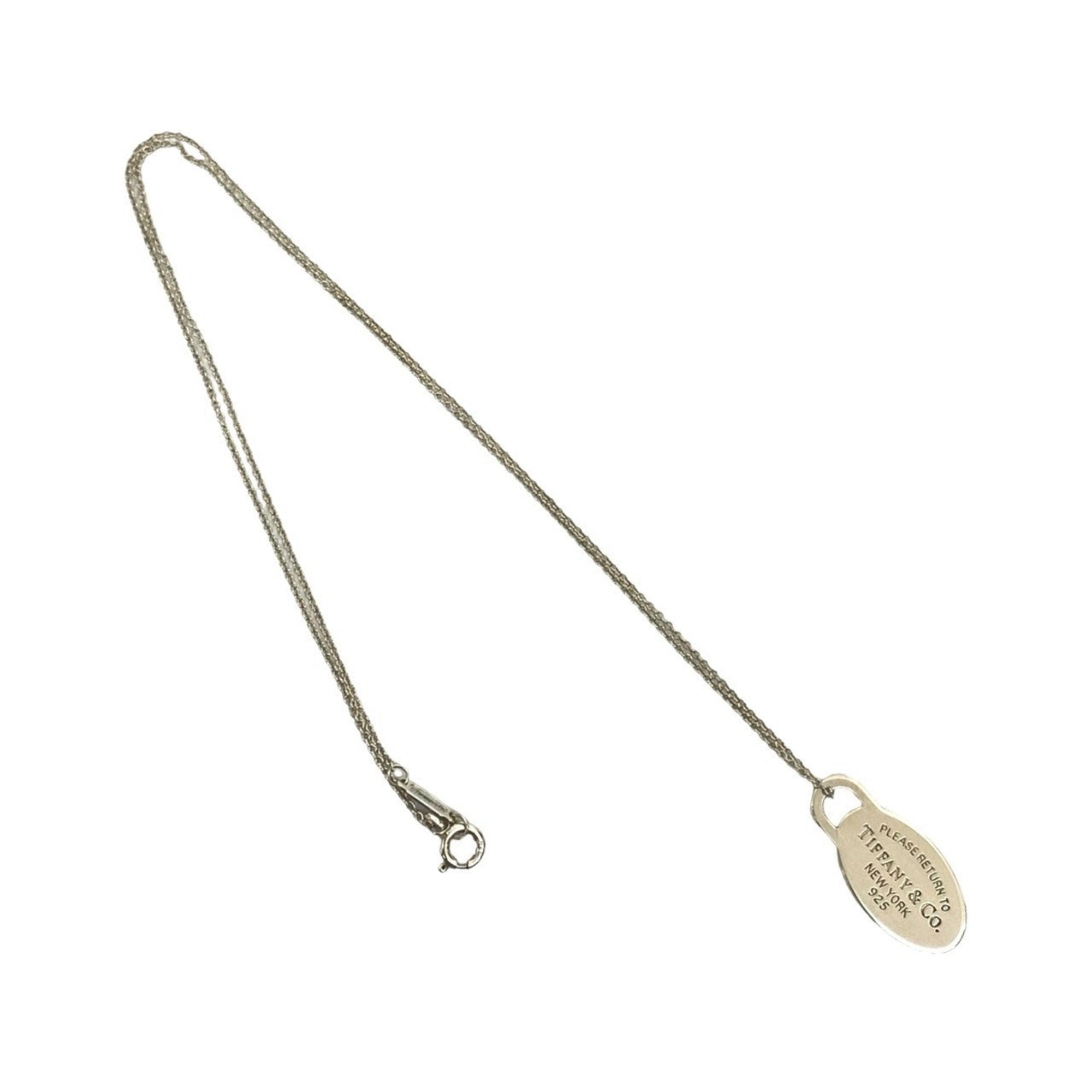 Oval Tag Pendant Necklace Sterling Silver