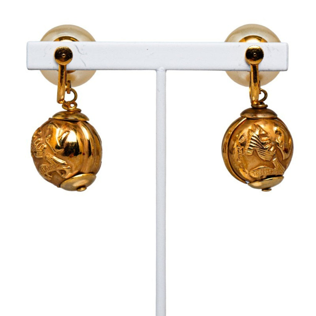 Earrings Pearl Gold-Tone Metal