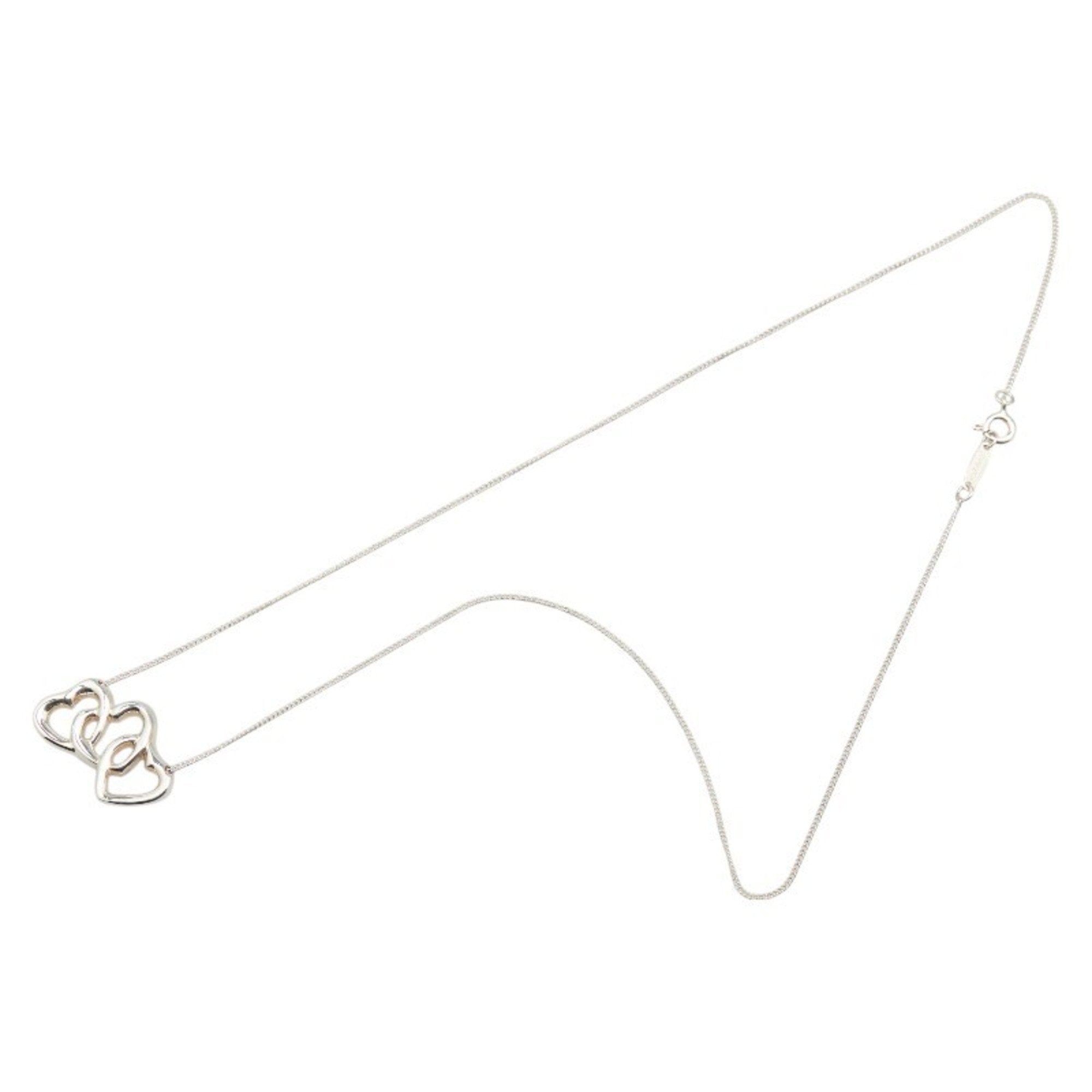 Triple Heart Pendant Necklace Sterling Silver