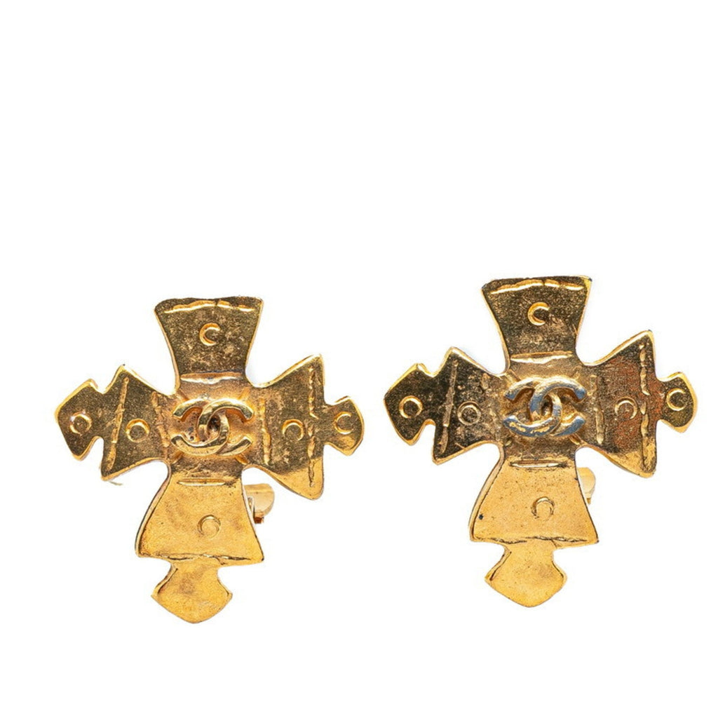 CC Logo Clip-On Earrings Metal Gold-Tone Metal