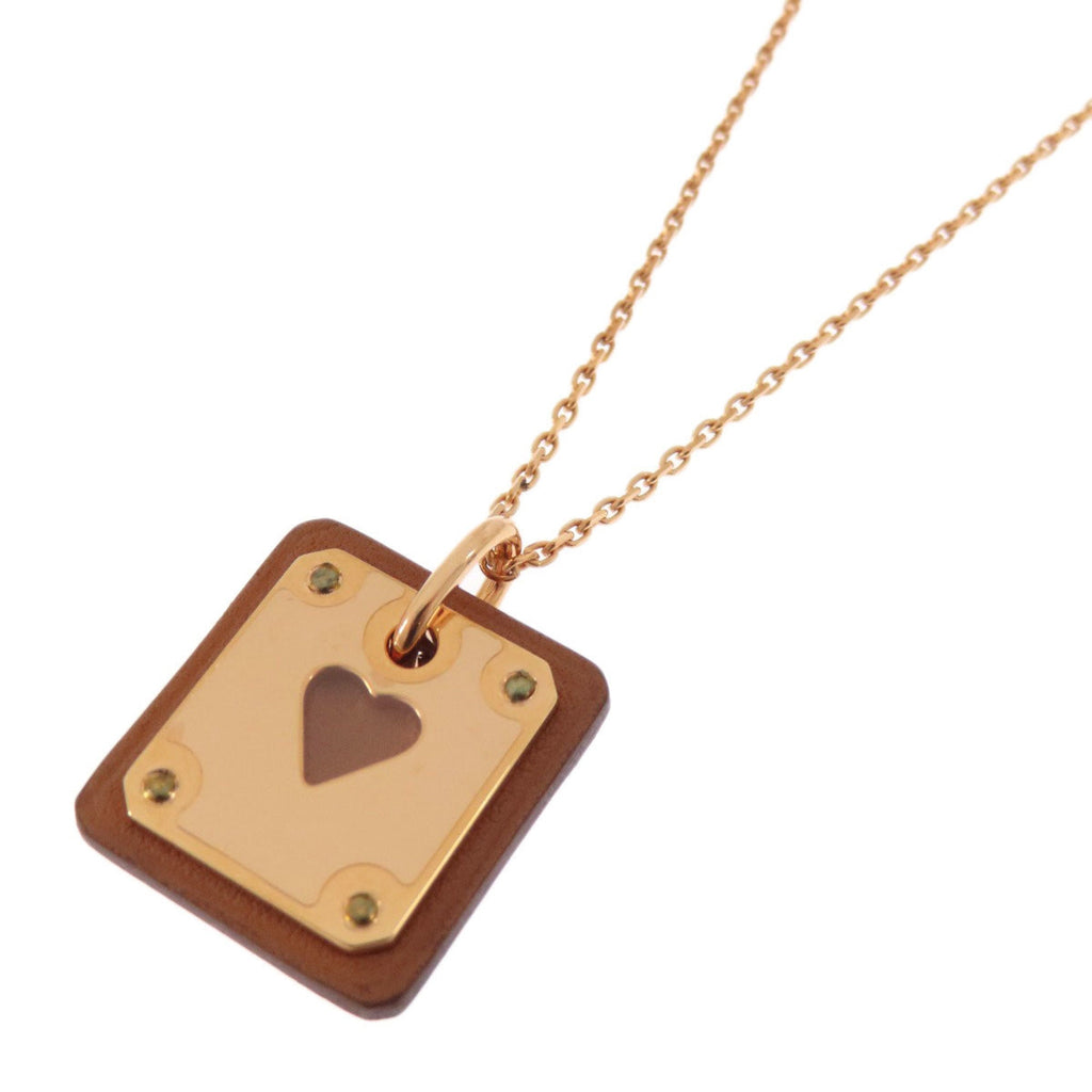 Pendant Necklace Gold and Swift Leather