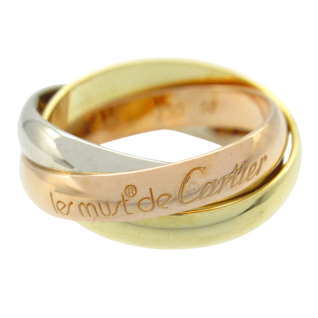 Vendome Louis Cartier Band Ring 18K Tricolor Gold