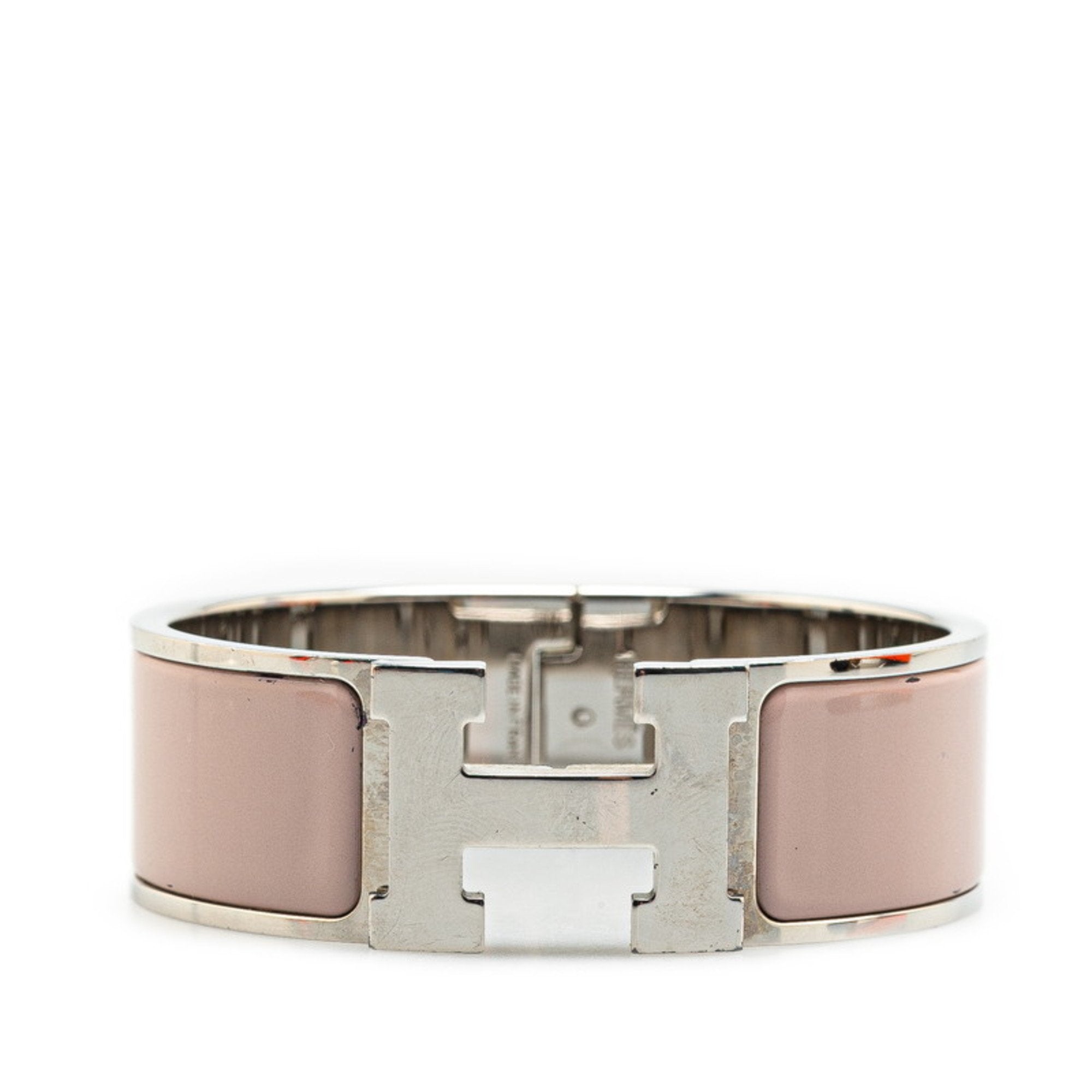 Clic Bracelet Beige and Silver Metal