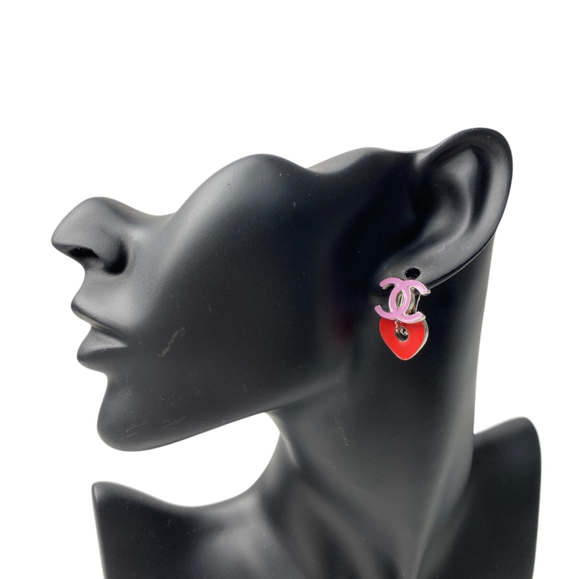 CC Logo Heart Earrings Metal