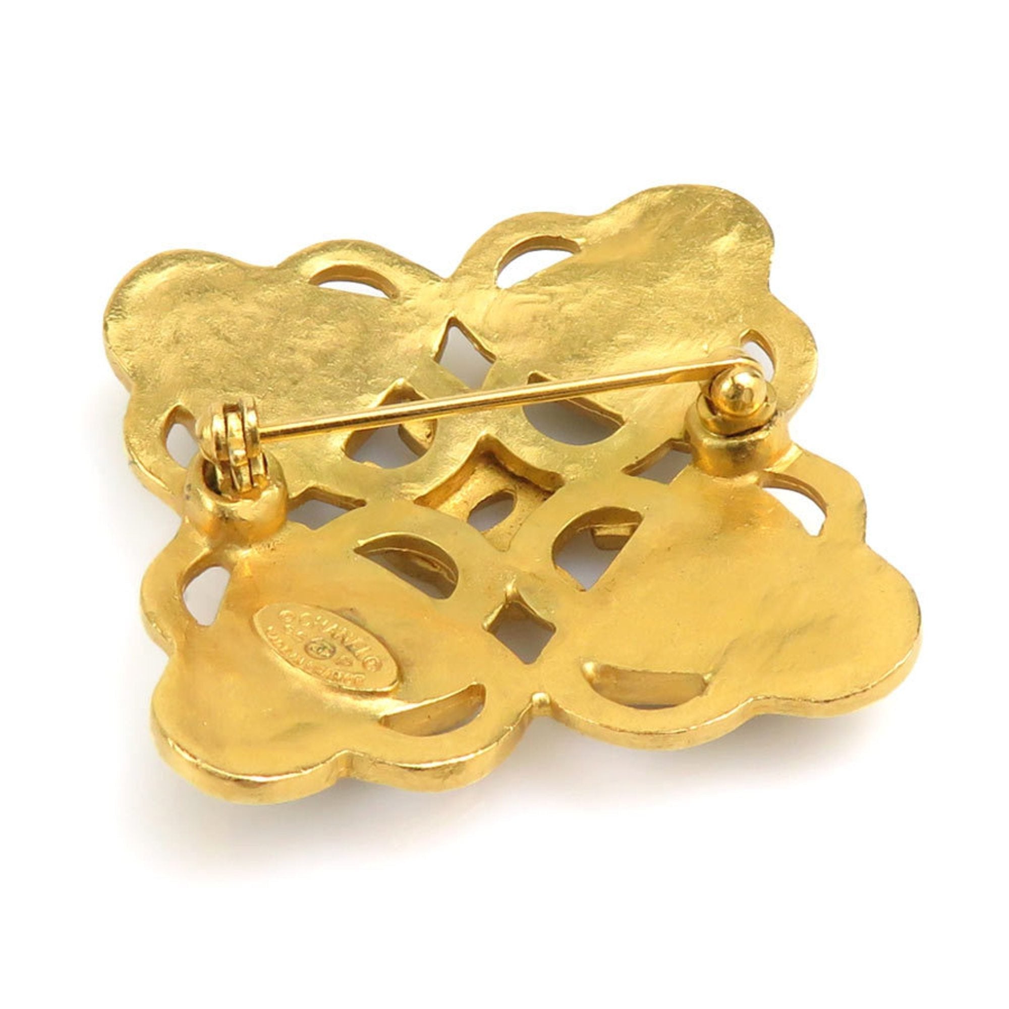 CC Logo Brooch Gold-Tone Metal