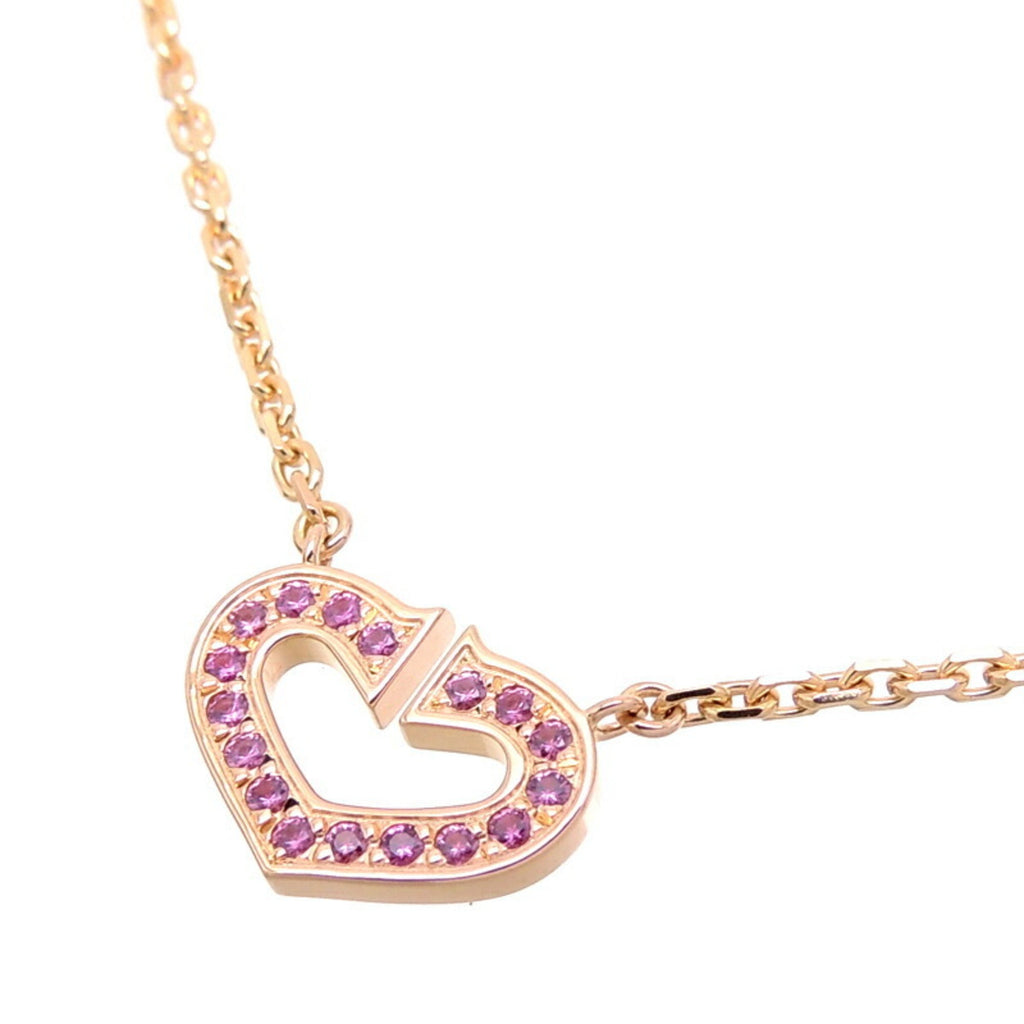 C Heart Pendant Necklace 18K Rose Gold