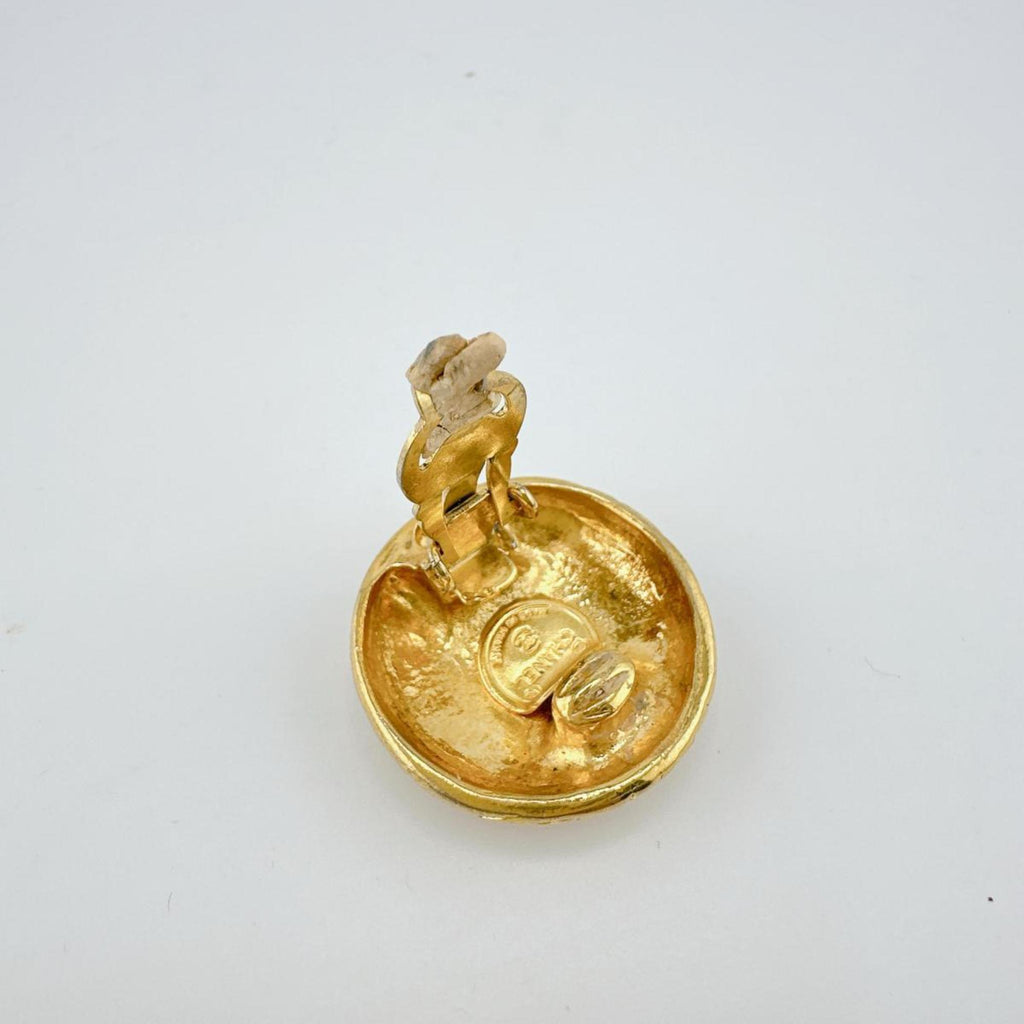 Vintage Clip-On Earrings Clip-On Gold-Tone Metal