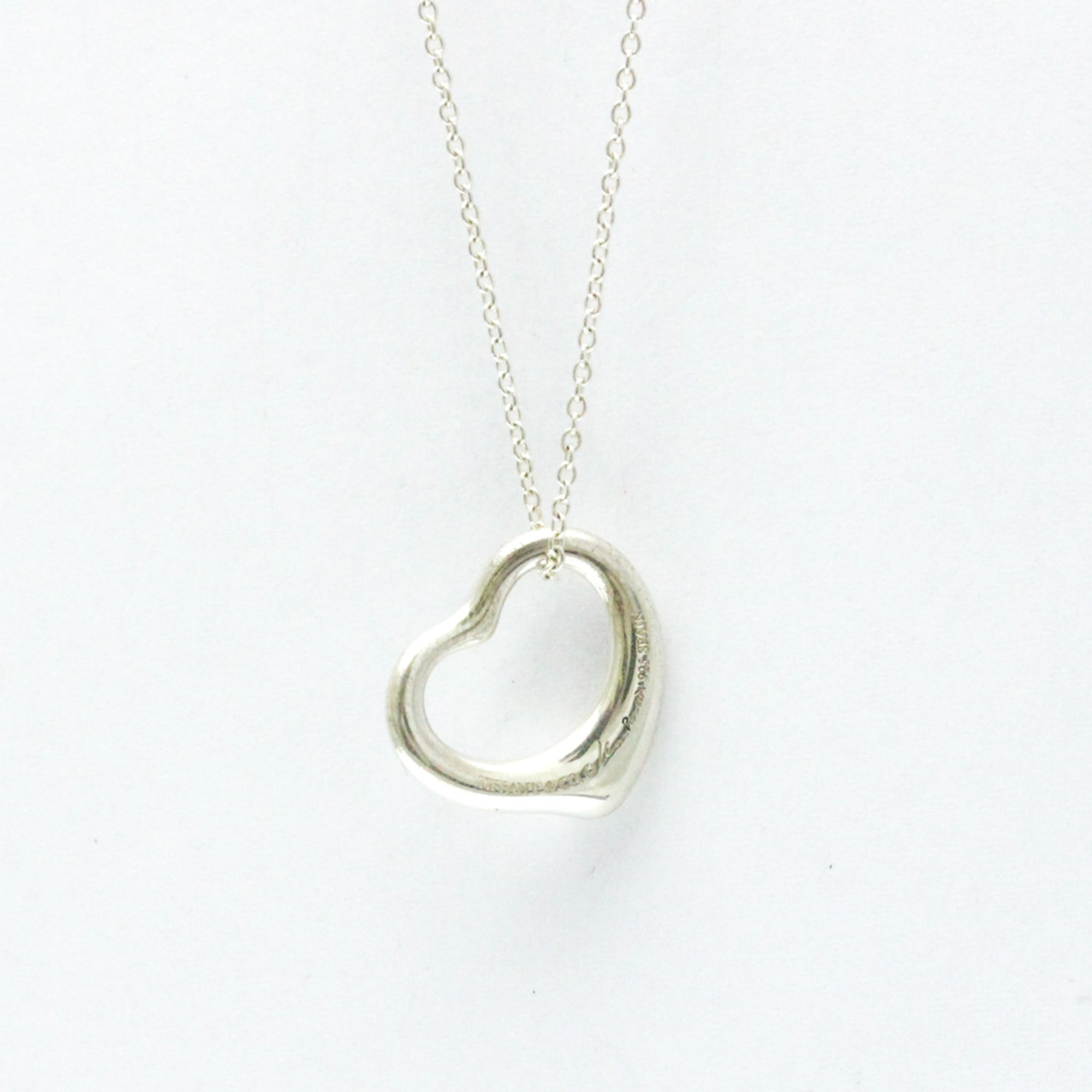Open Heart Pendant Necklace Sterling Silver 14mm