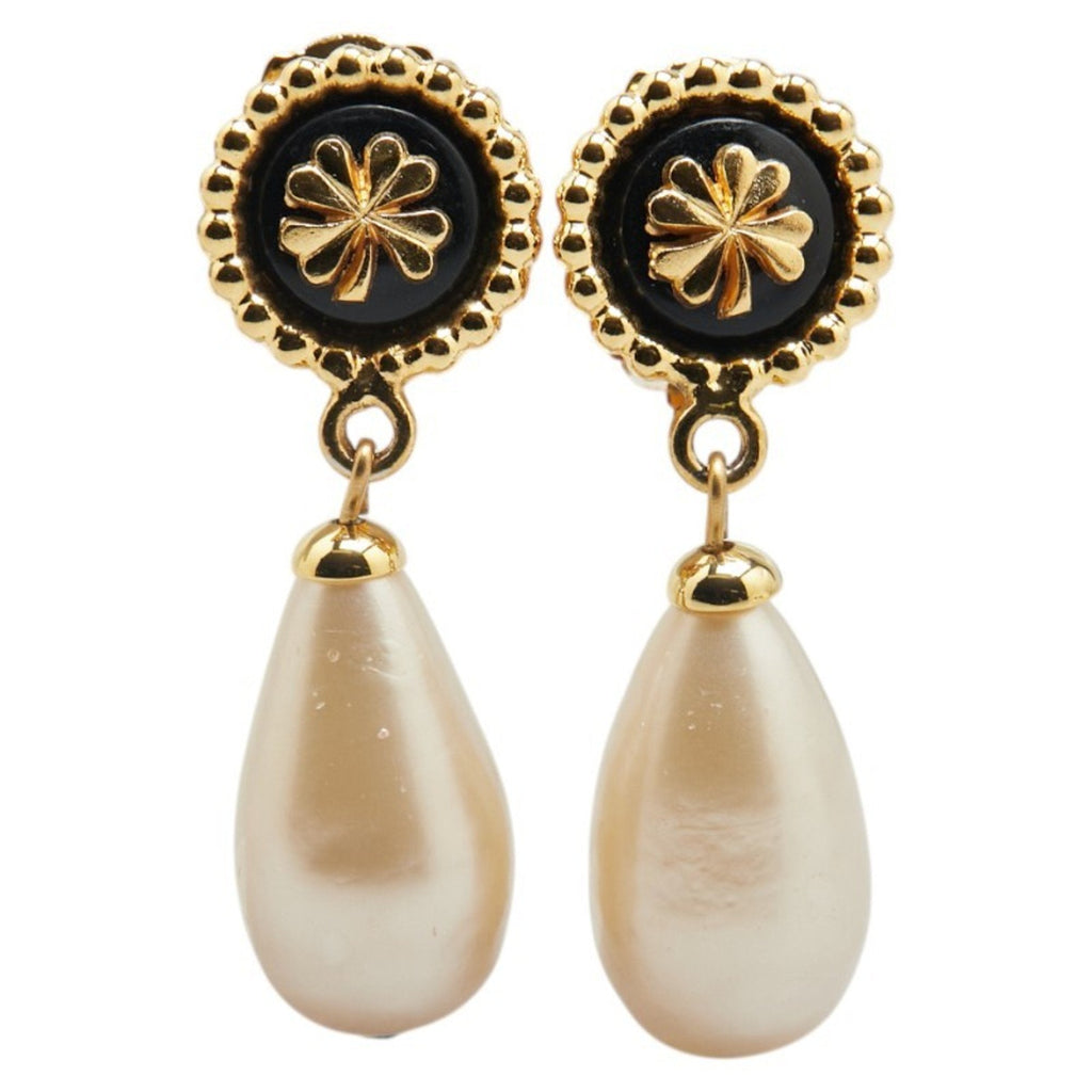 Earrings Pearl Gold-Tone Metal