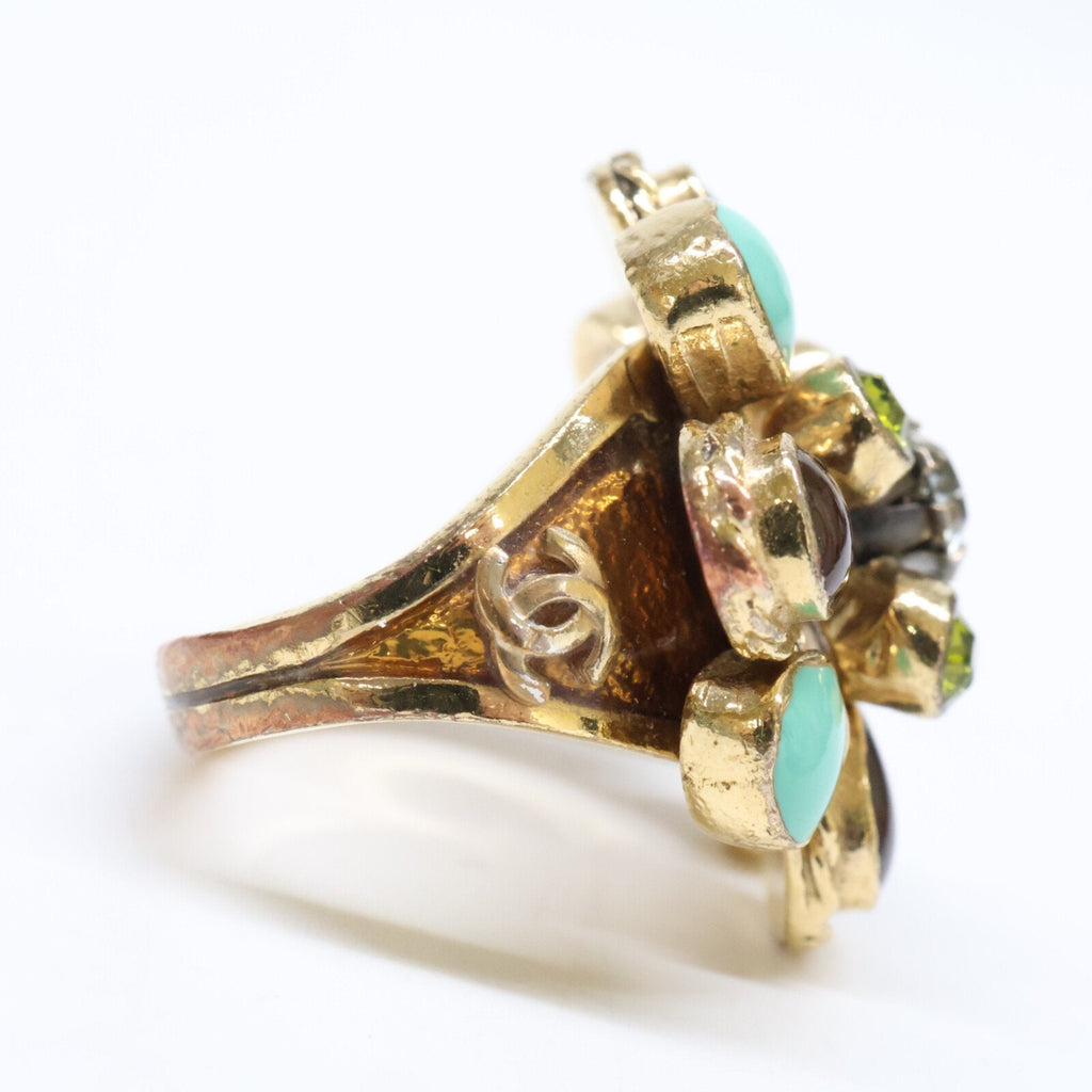 Band Ring Metal Brown Gold Green