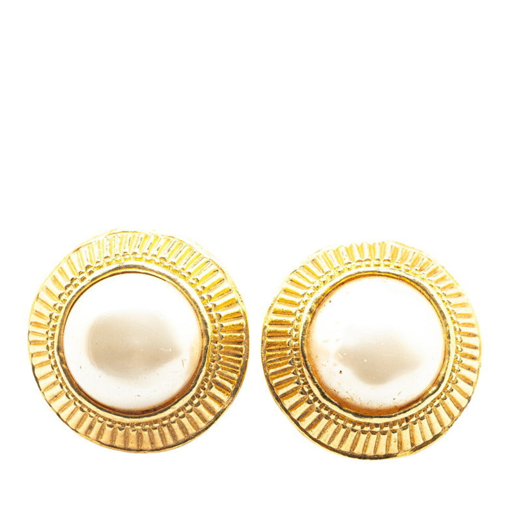 Clip-On Earrings Pearl Clip-On Gold-Tone Metal