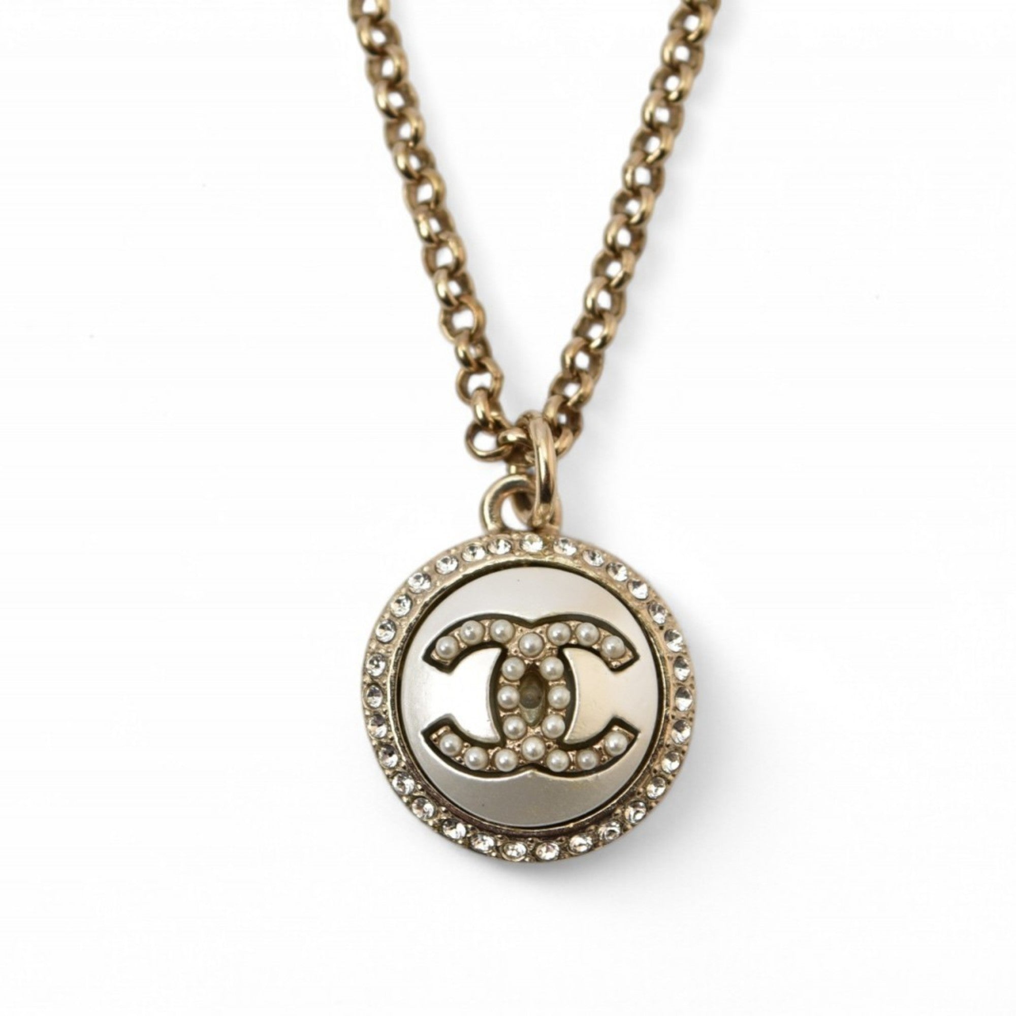 CC Logo Circle Pendant Necklace Metal