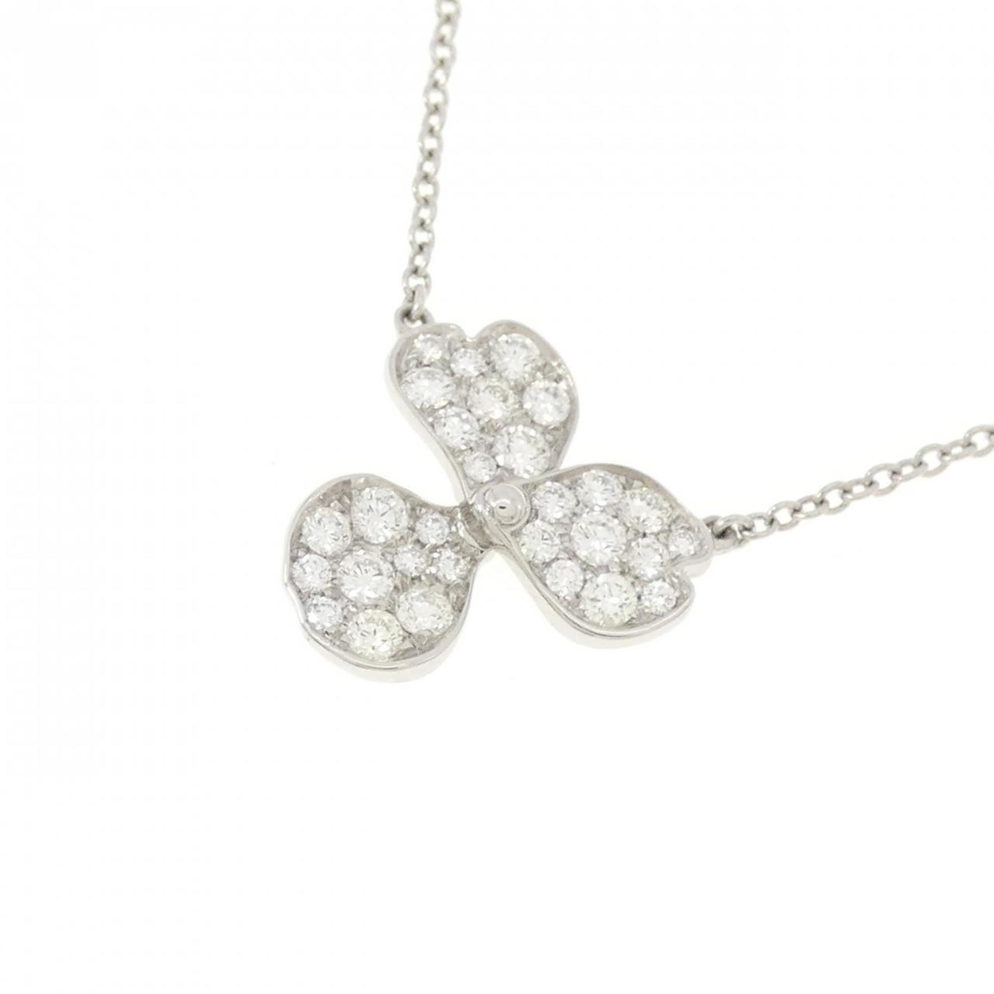Paper Flower Pendant Necklace Platinum with Diamond