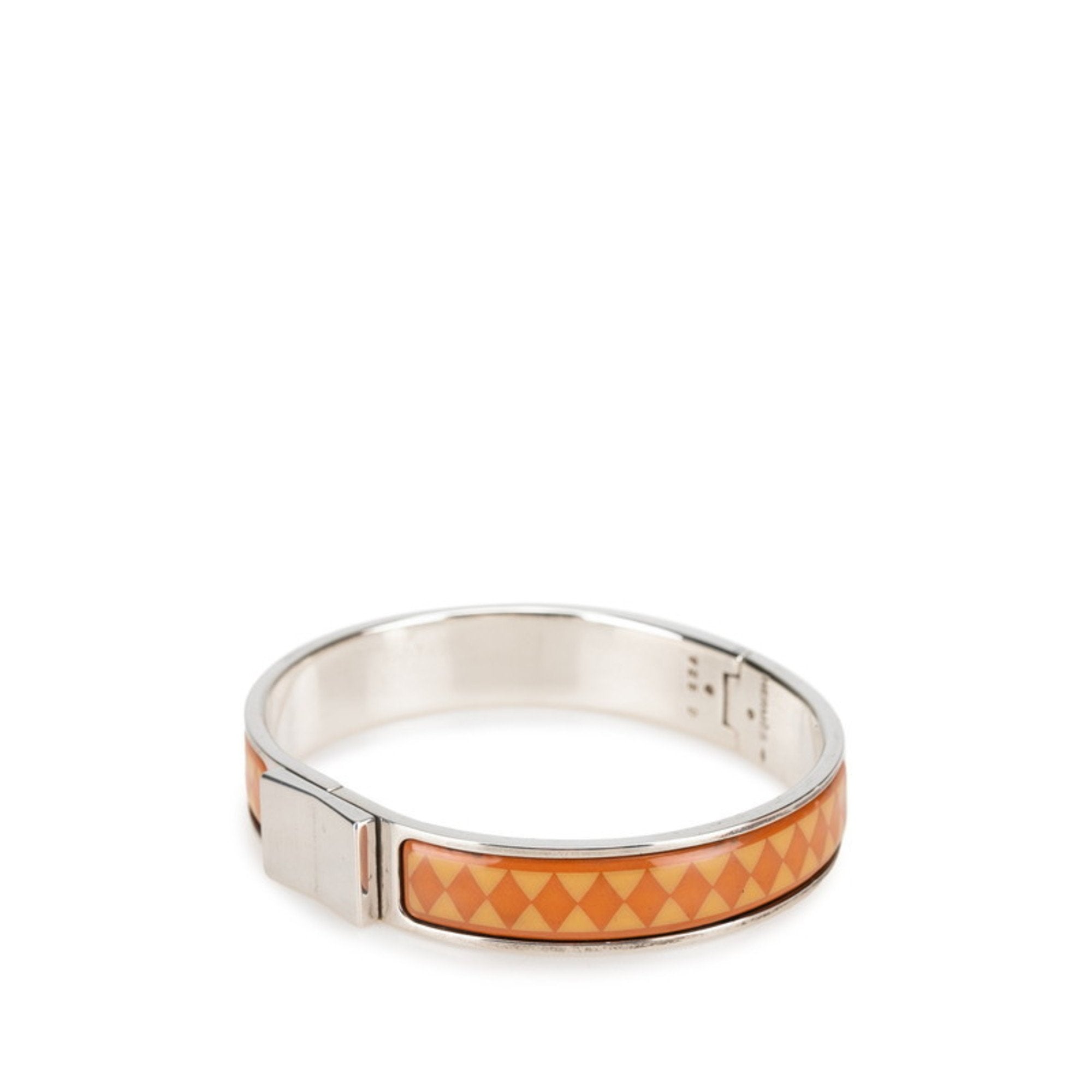Enamel Bracelet Metal Beige Brown Silver