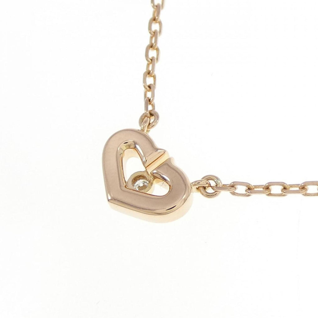 C Heart Pendant Necklace 18K Rose Gold with Diamonds