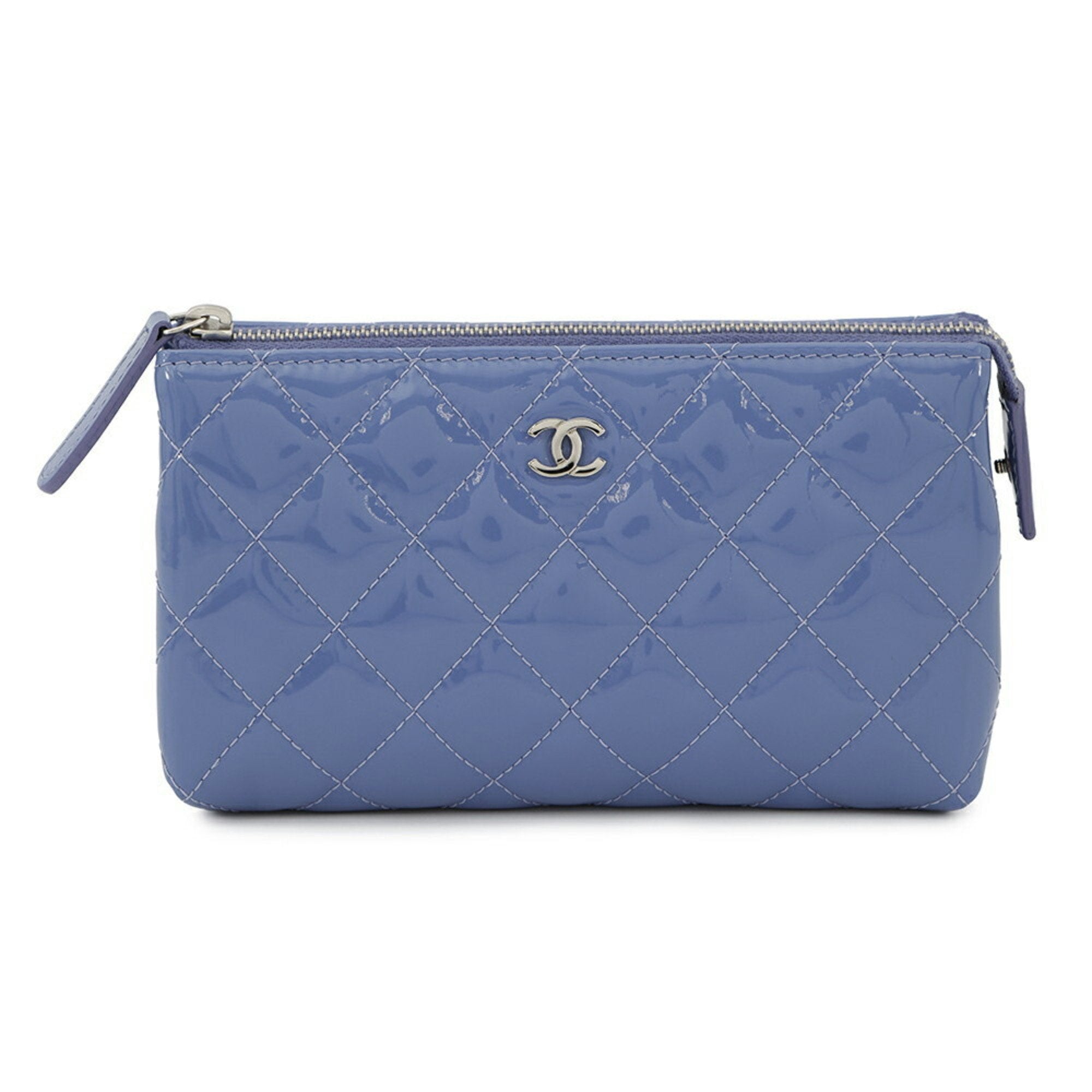 Double Zip Clutch with Chain Quilted Patent