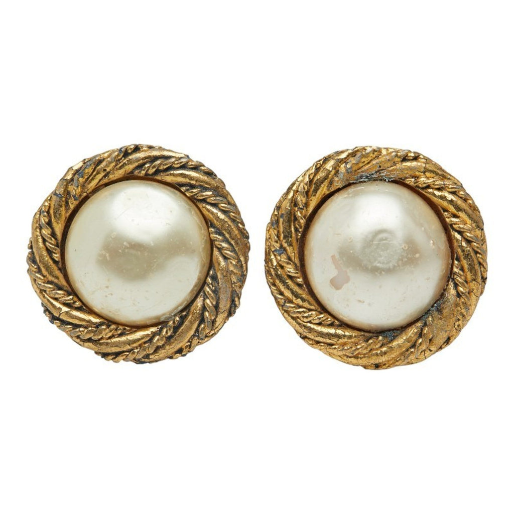 Clip-On Earrings Pearl Clip-On Gold-Tone Metal
