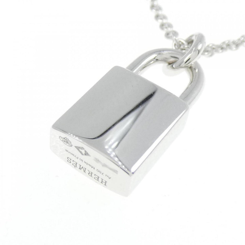Amulet Padlock Pendant Necklace 18K White Gold