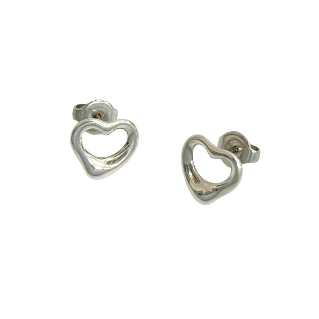 Open Heart Earrings Sterling Silver 10mm Sterling Silver