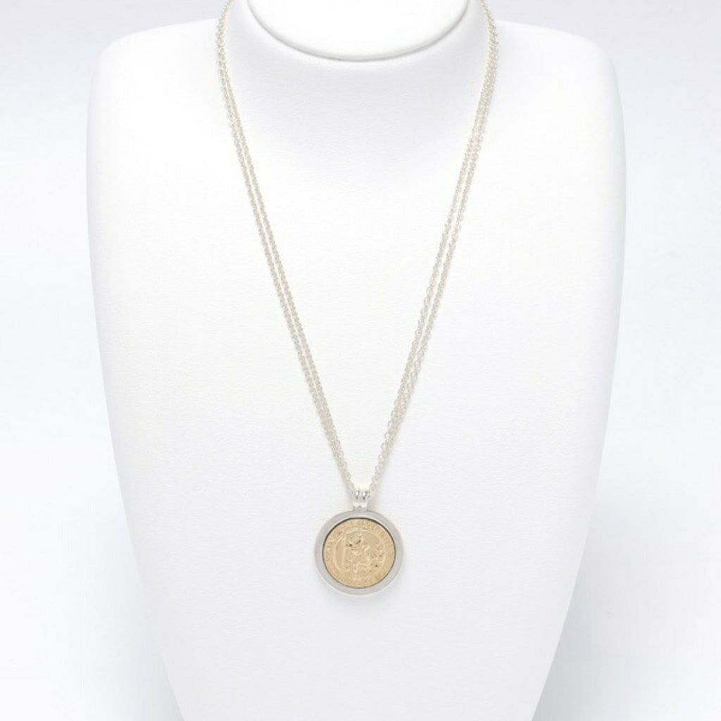 Pendant Necklace 18K Gold and Sterling Silver