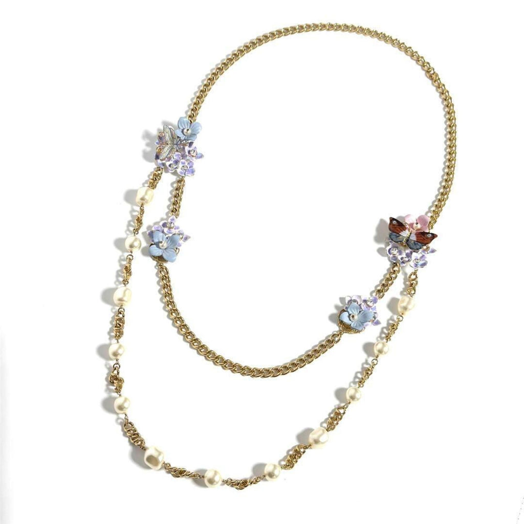 Pendant Necklace Metal and Rhinestone